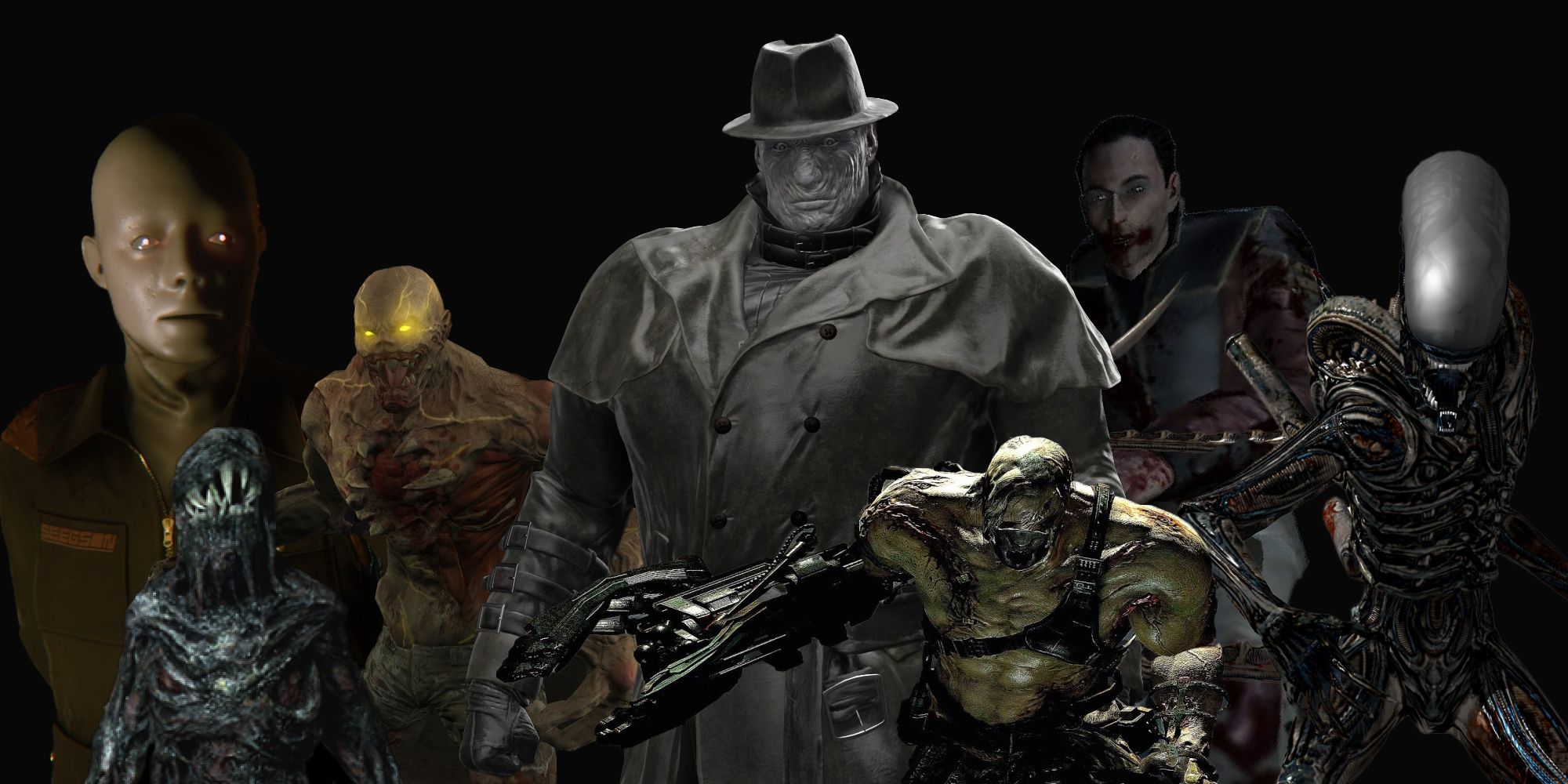 a collage of characters from fear, resident evil, fallout, and more