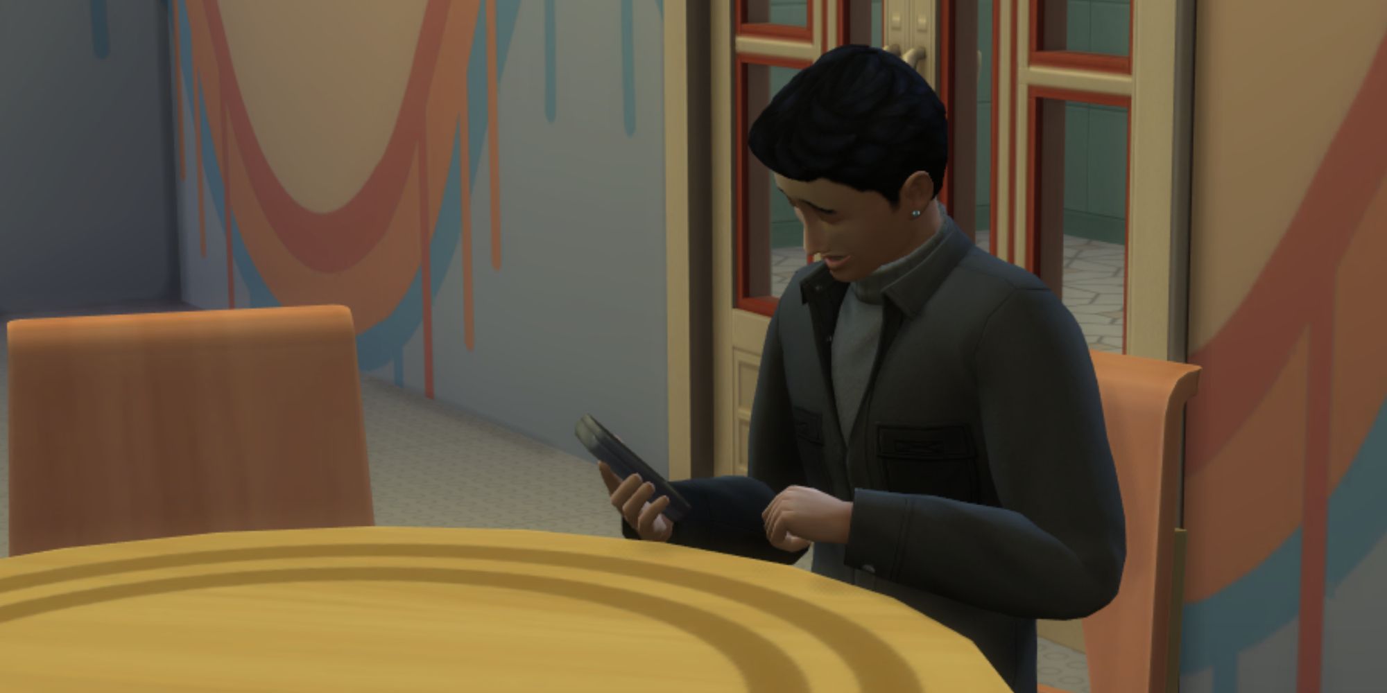Sims 4 - Teen Sim Looking At Phone in Copperdale High School