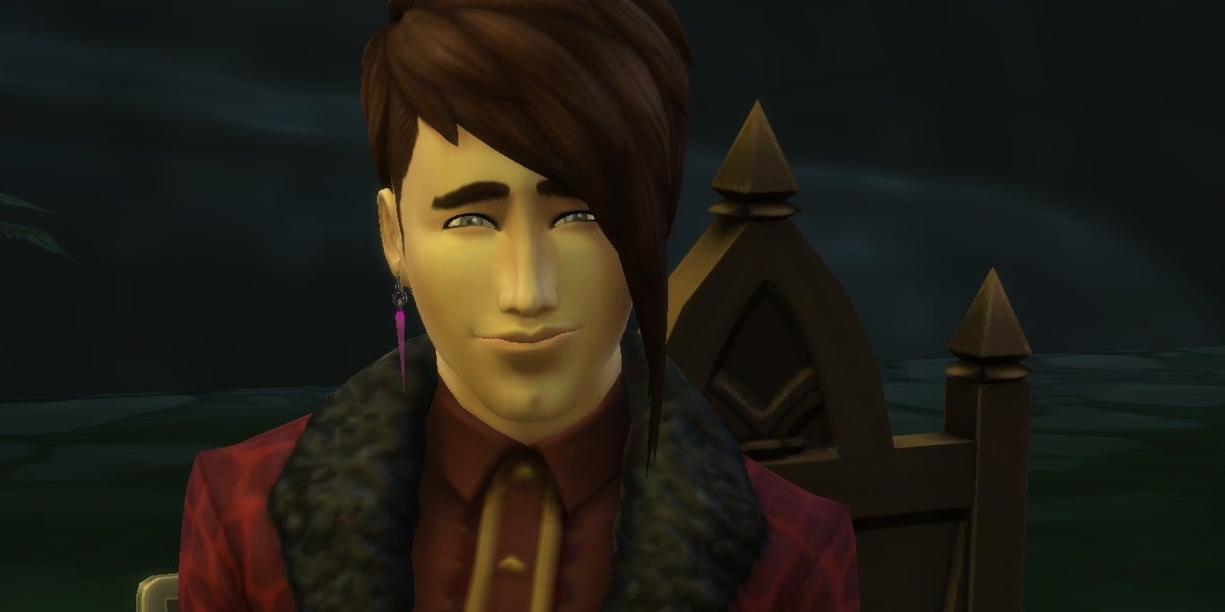 Sims 4 Caleb Vatore smiling in the dark for our best sims 4 characters to marry rich townies to marry list