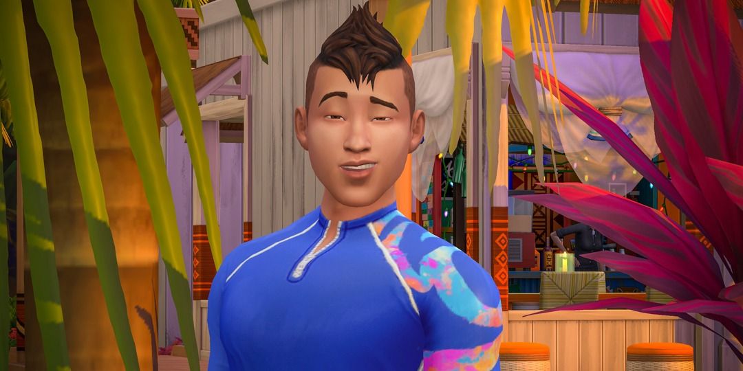 Sims 4 Makoa Kealoha In Front Of Tropical Scene premade sims best townies to marry