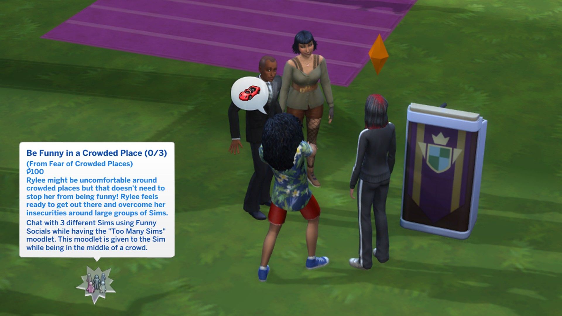 Some Sims gather at Sports Day at high school in The Sims 4