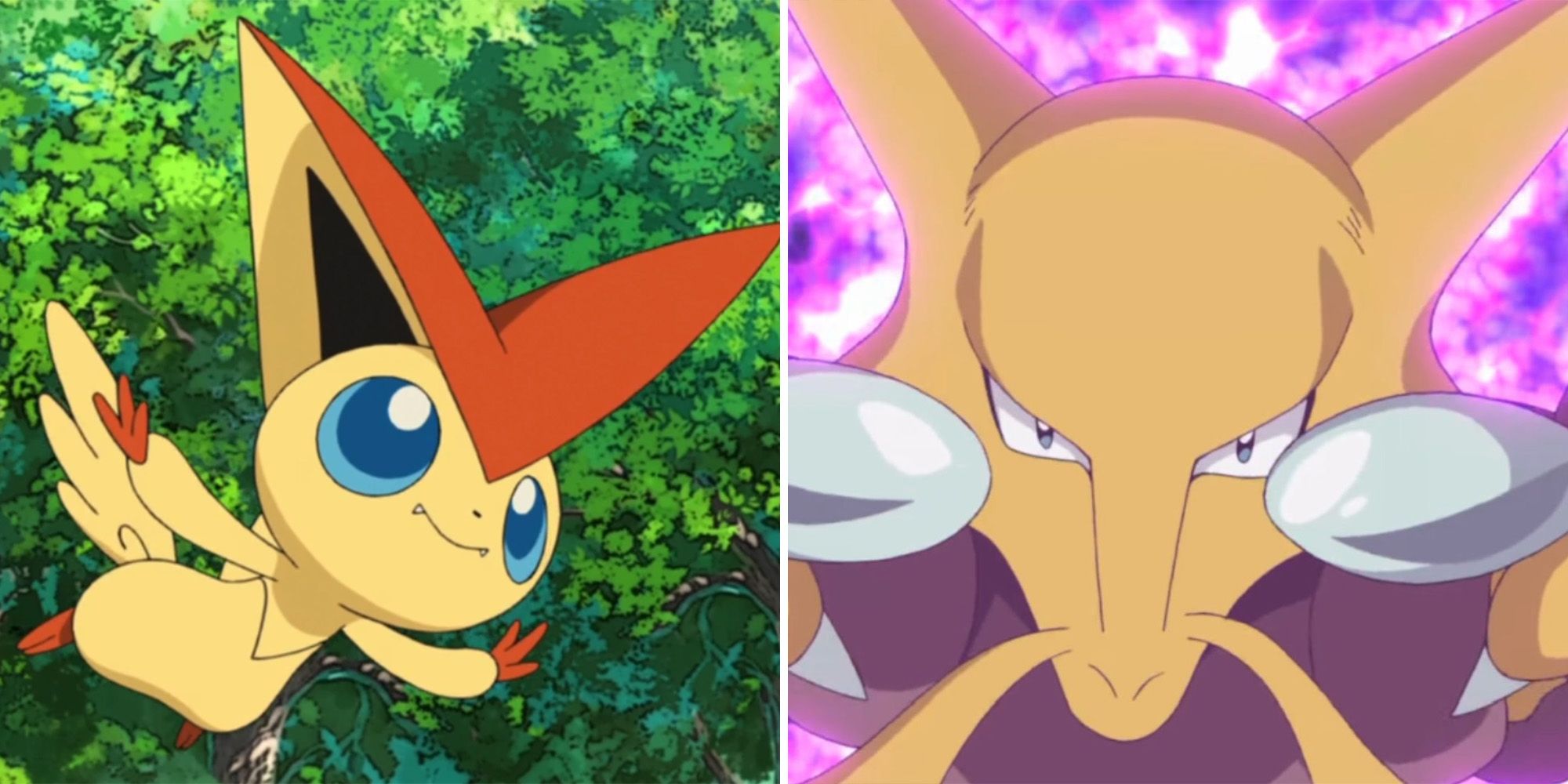 Smartest Pokemon Feature Image Victini Alakazam