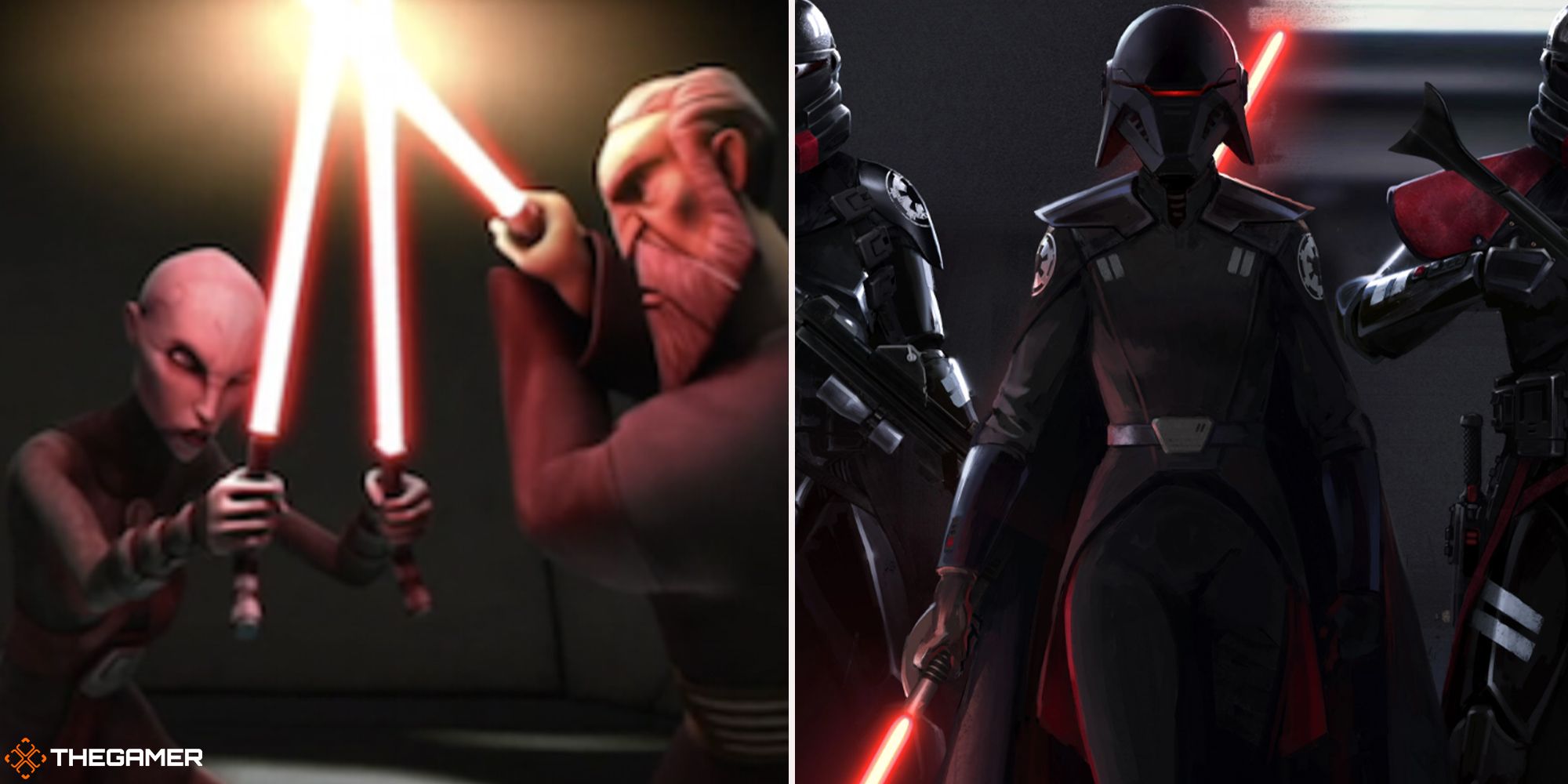 Star Wars - Asajj Ventress and Count Dooku (left), Inquisitor (right)