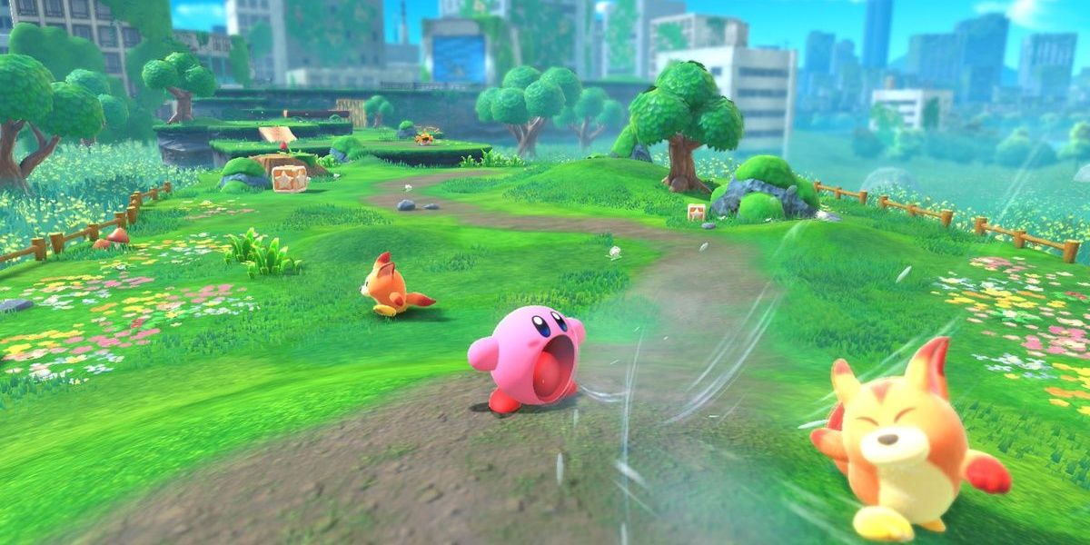 Kirby attacking an enemy 