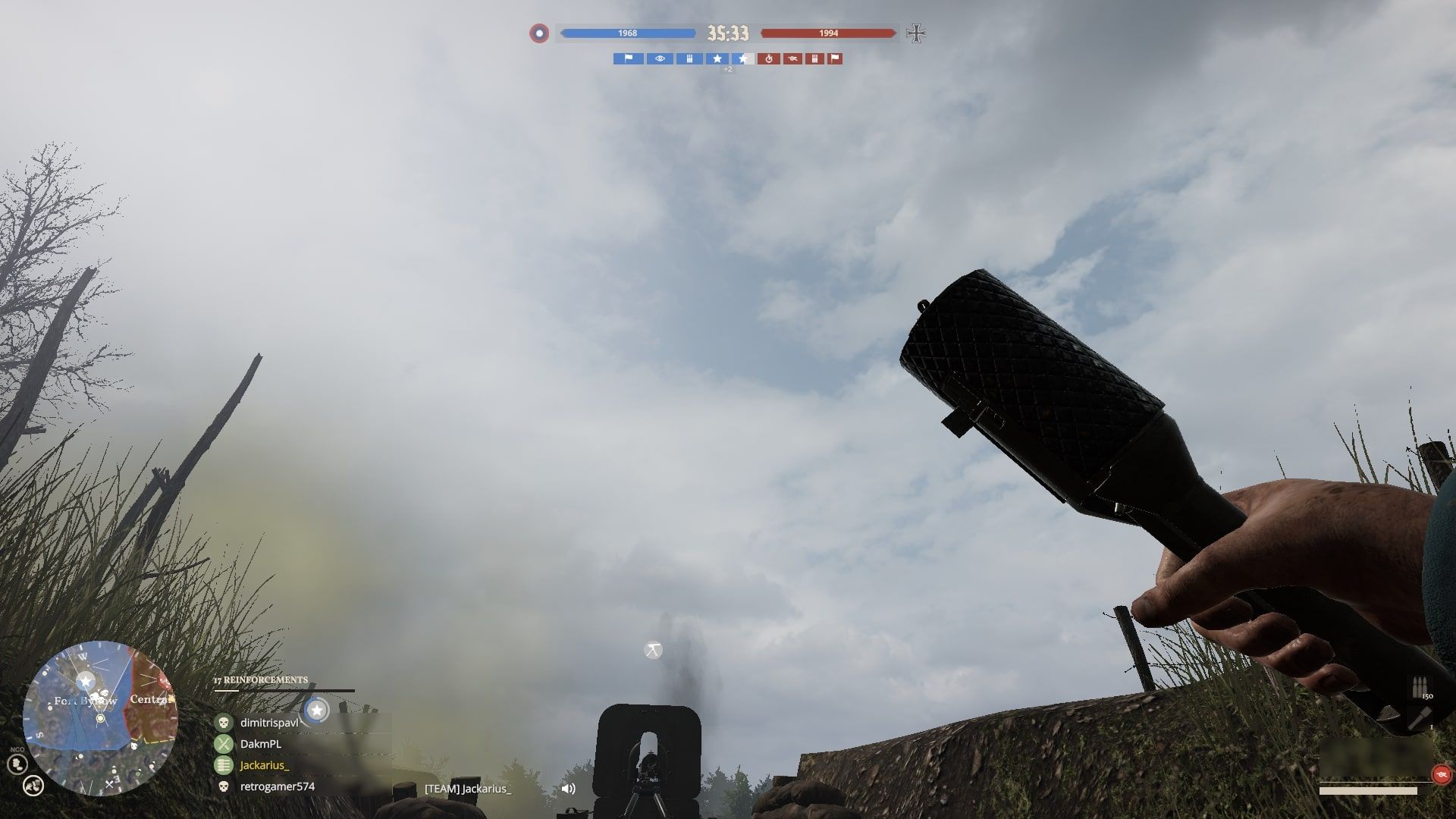 Tannenberg Lobbing A Grenade With Heavy Machine Gun And Gas In Background