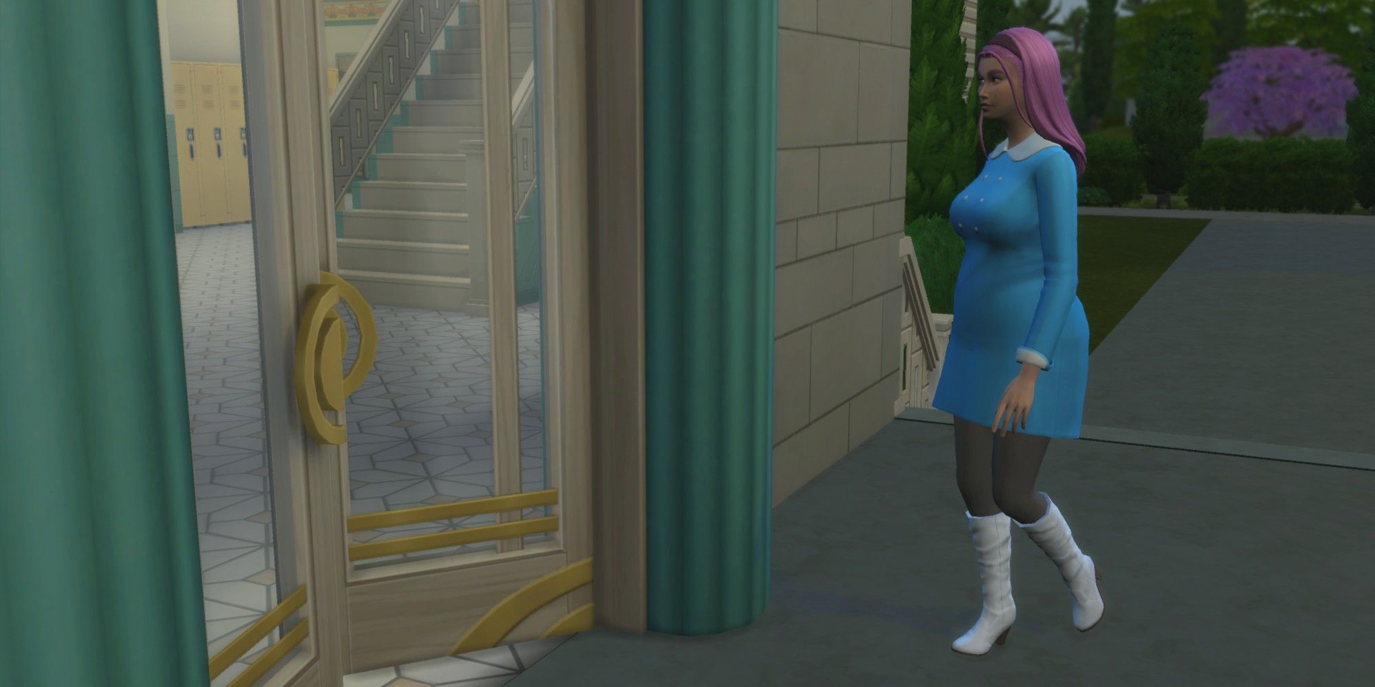 The Sims 4 Depop Create A Sim High School Stories Selenasshop Blue Dress