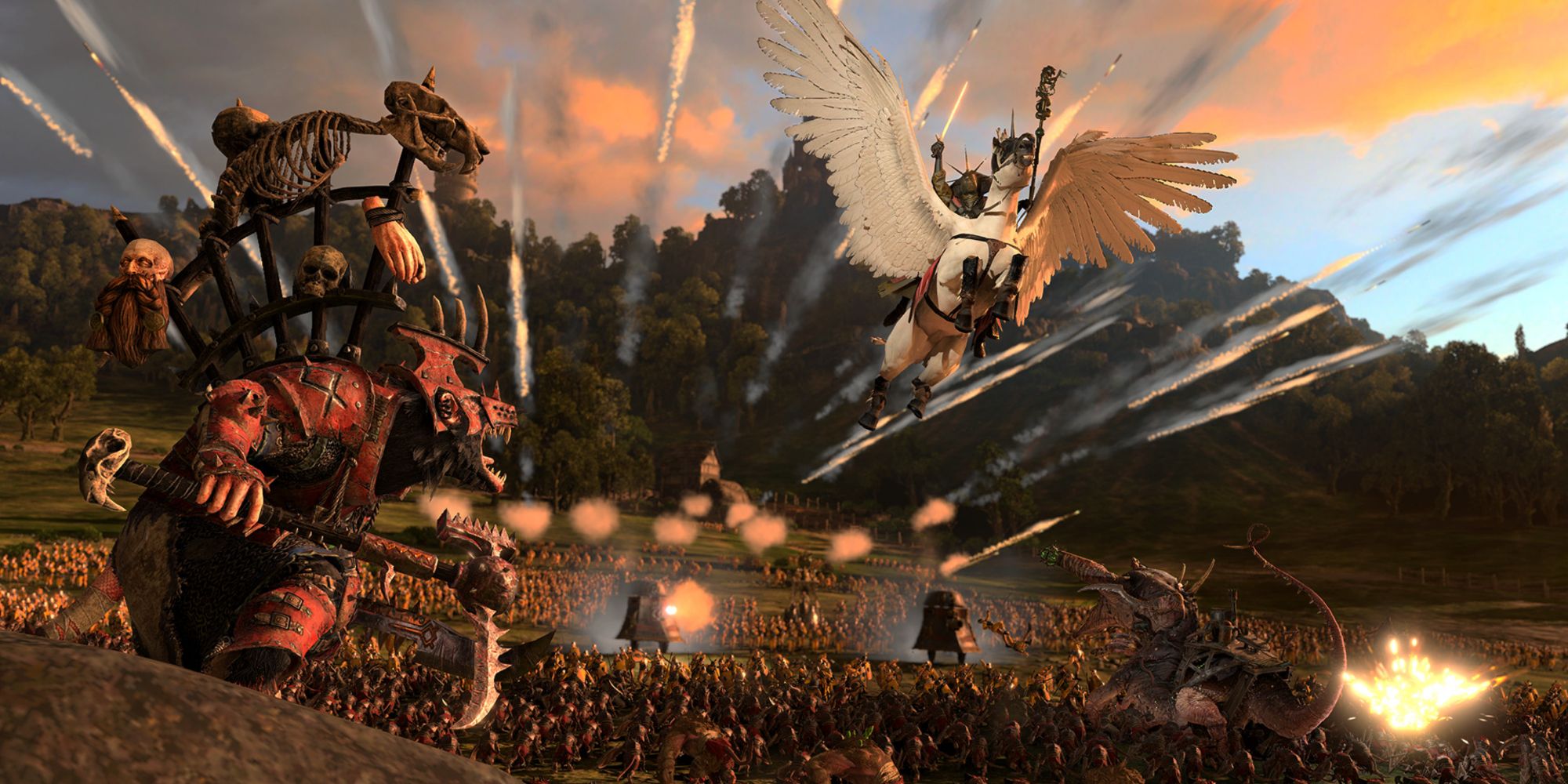Total War Warhammer 3 Immortal Empires battle between the empire and greenskins