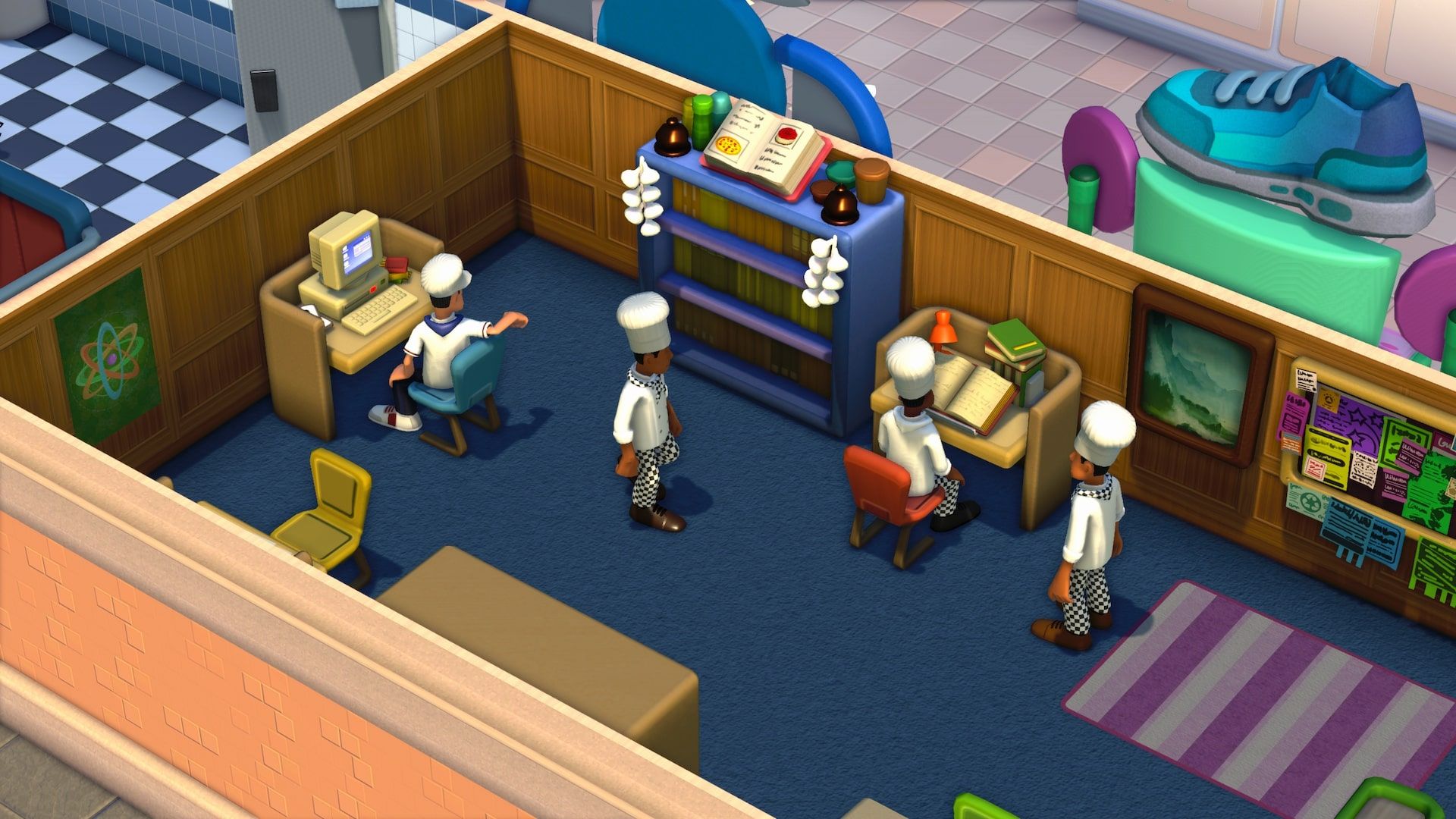 Two Point Campus Chefs Studying Library