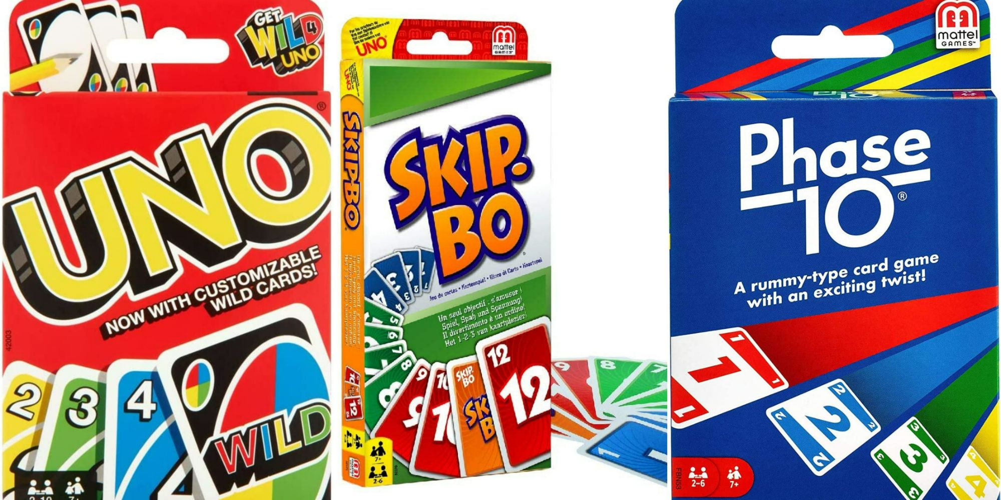 Image with games boxes for Uno, Skip-Bo, and Phase 10
