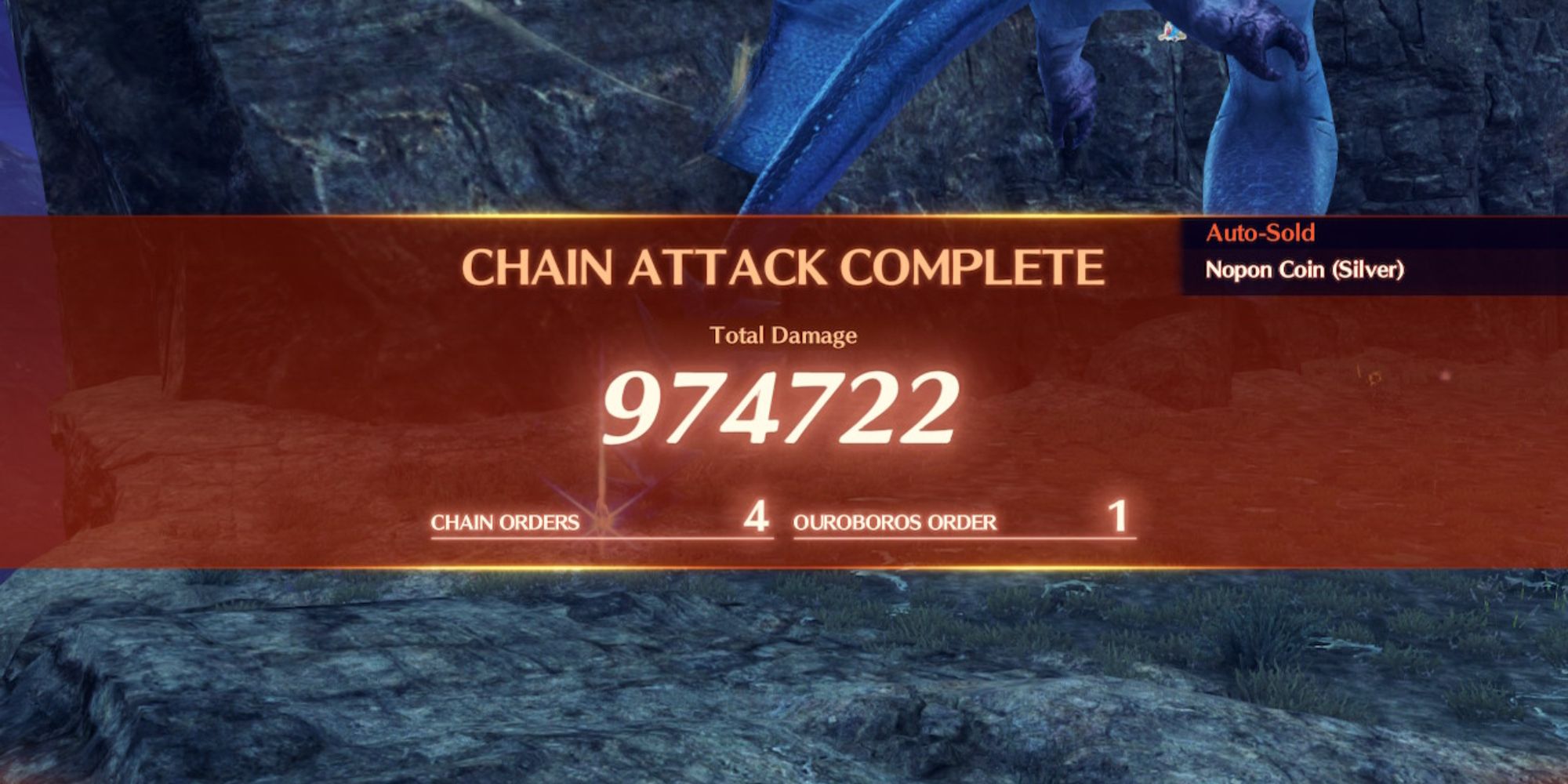 Chain Attack Completion screen, showing the total damage and Chain Orders in Xenoblade Chronicles 3
