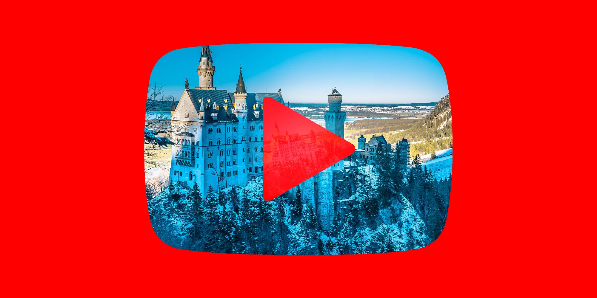 YouTube logo with an iconic German castle