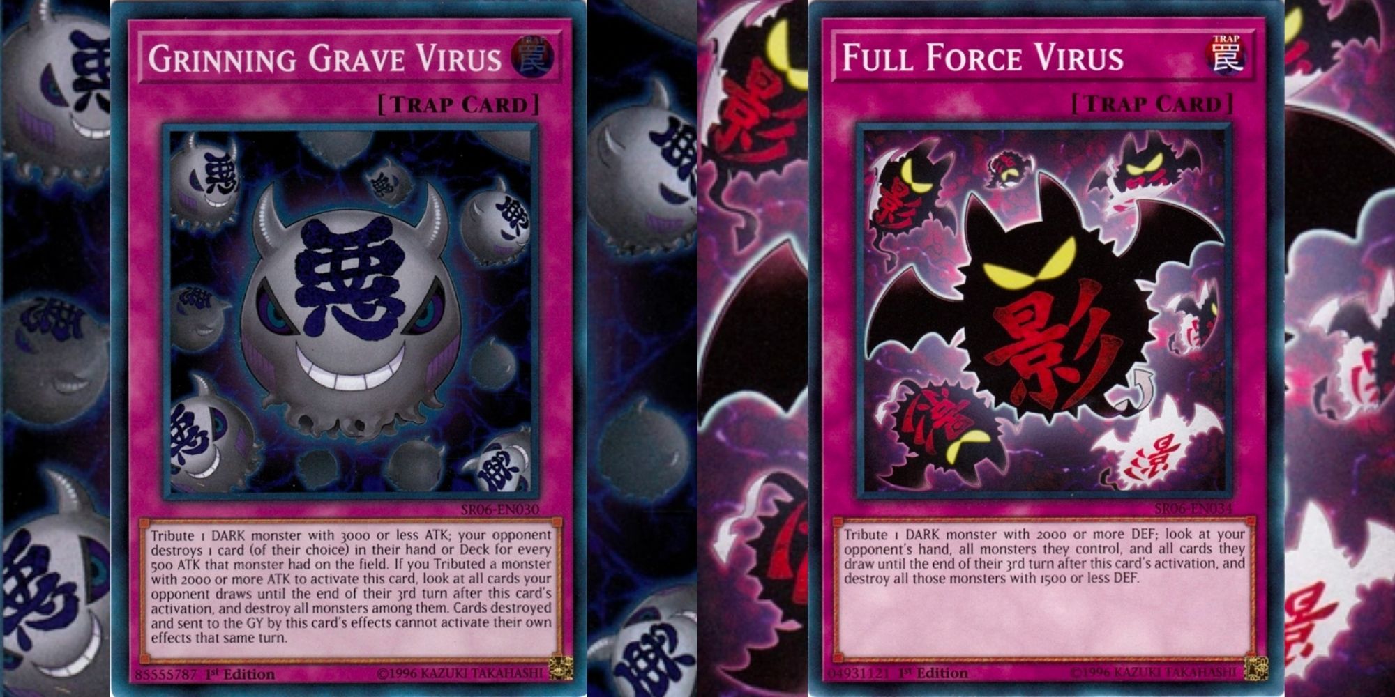 Grinning Grave Virus and Full Force Virus card in Yu-Gi-Oh! 
