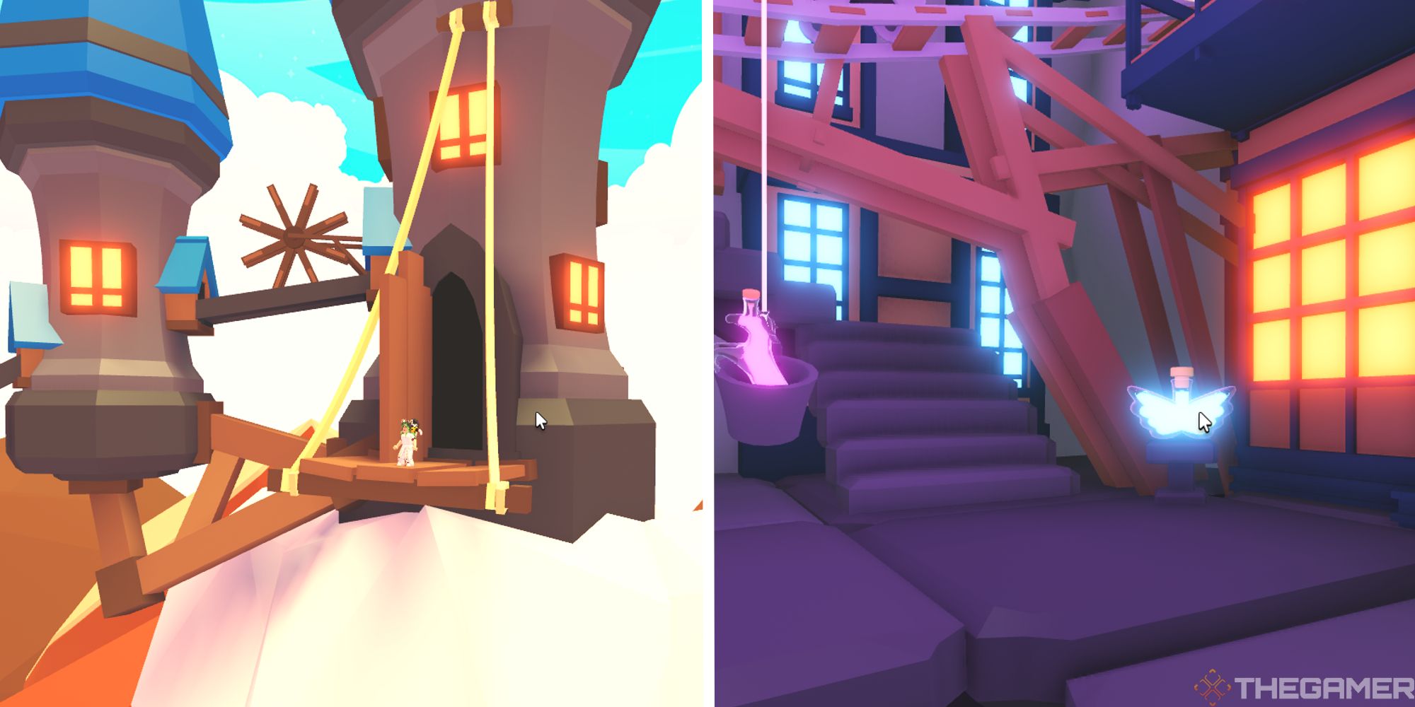 image of sky castle next to image of fly potion inside