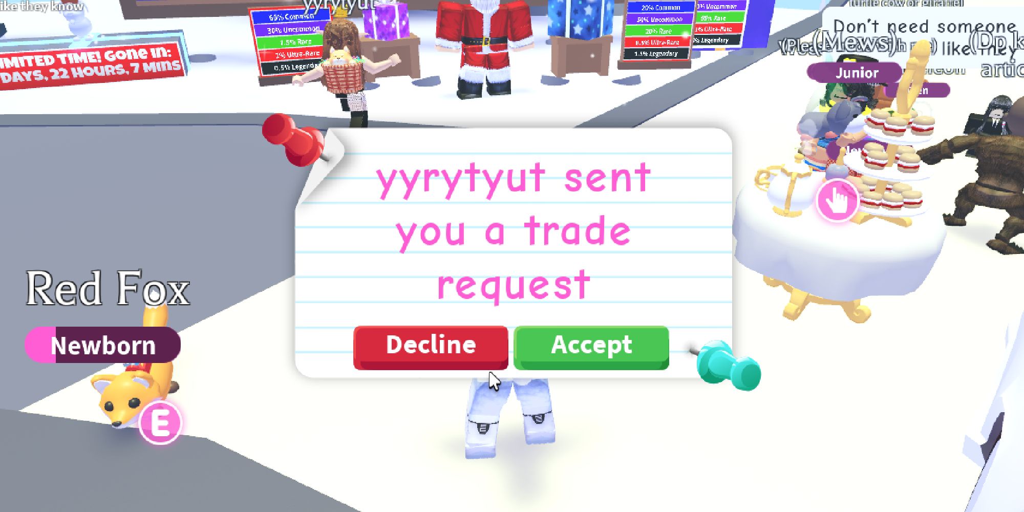 player getting a trade request from another player
