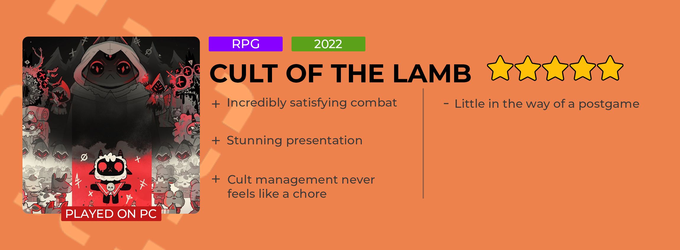 cult of the lamb review card