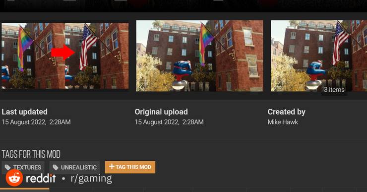 Spider-Man mod that replaced pride flags now removed by major