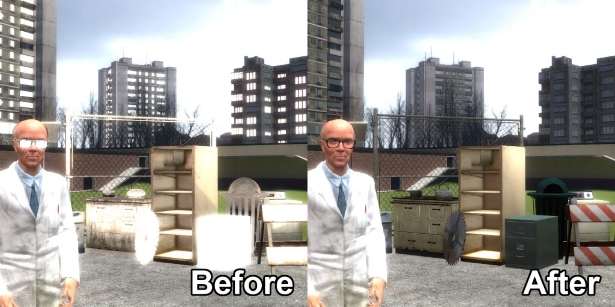 a before and after pic to show the glowing textures this mod fixes