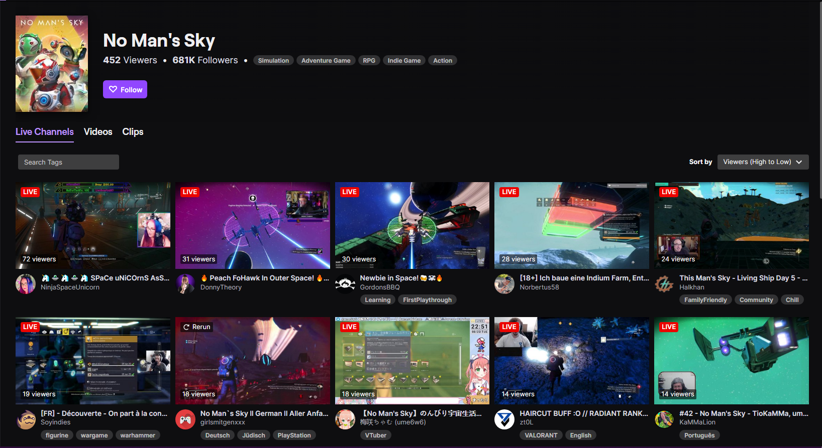 No Man's Sky Twitch Page