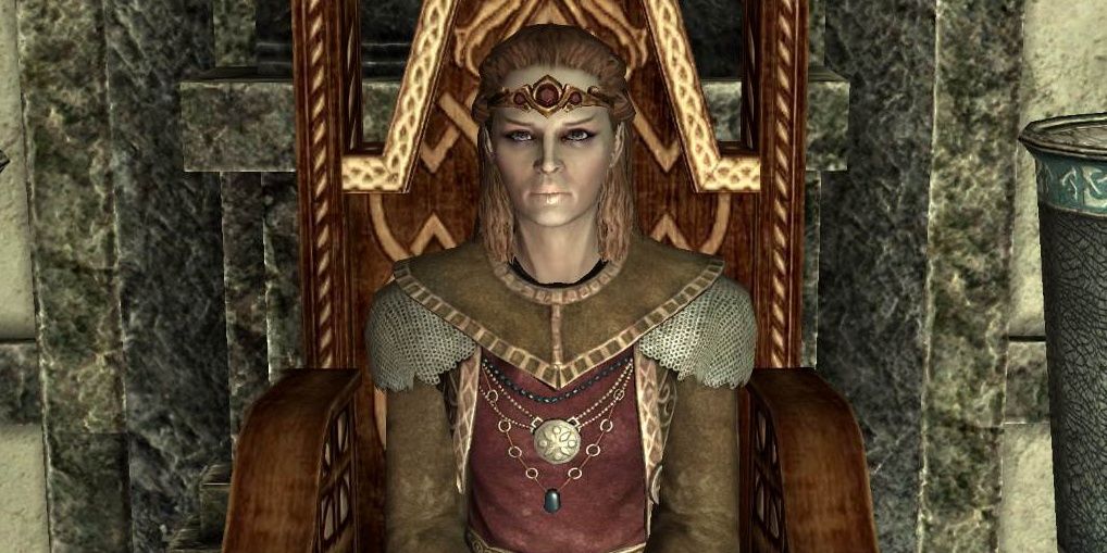 Skyrim Jarl Elisif the Fair on throne