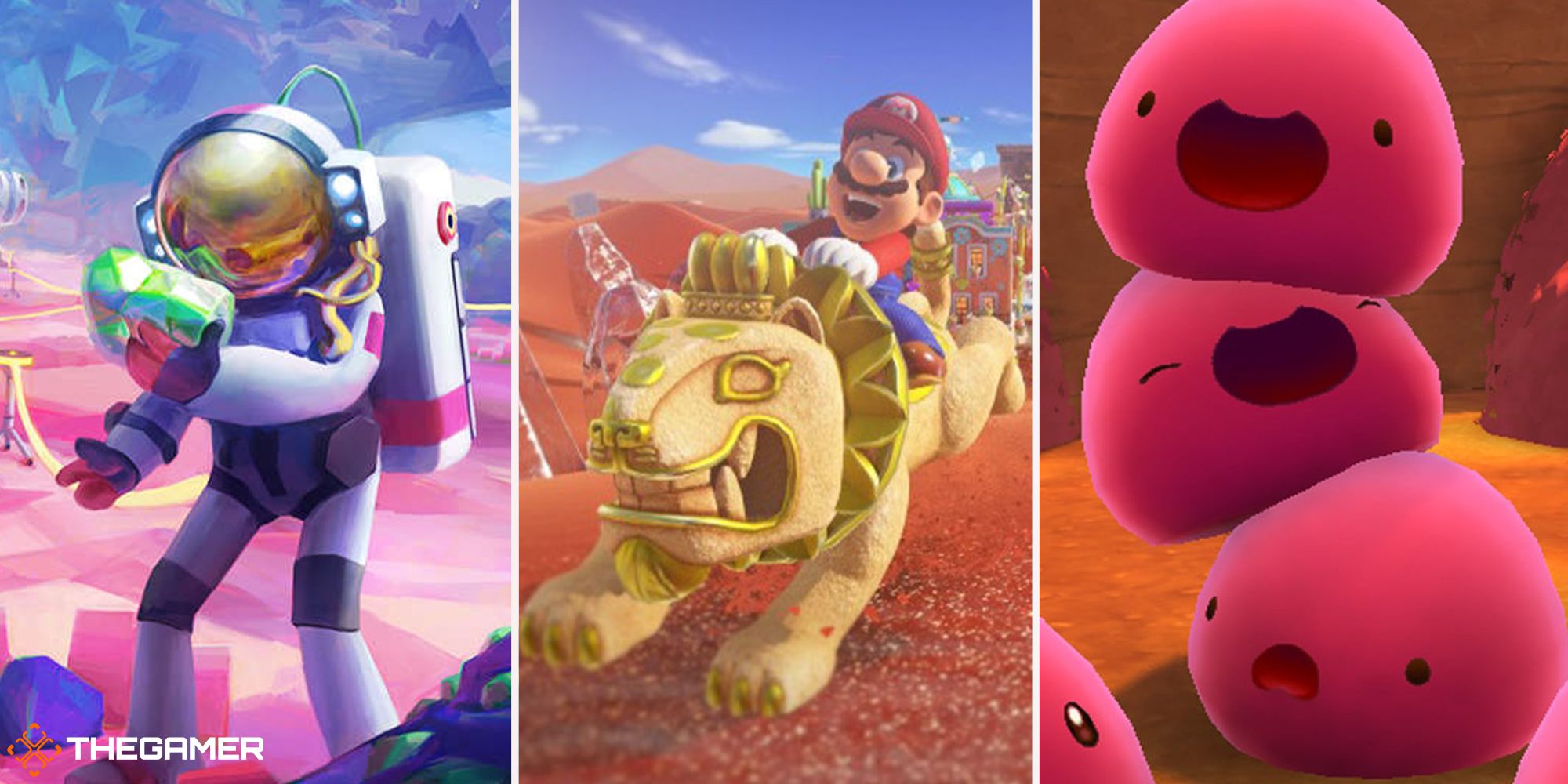 kids games - astroneer, slime rancher, and super mario odyssey