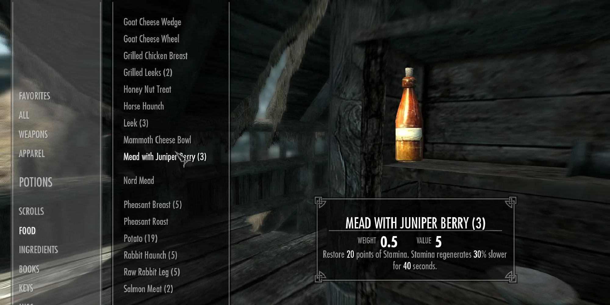mead with juniper berry in player inventory