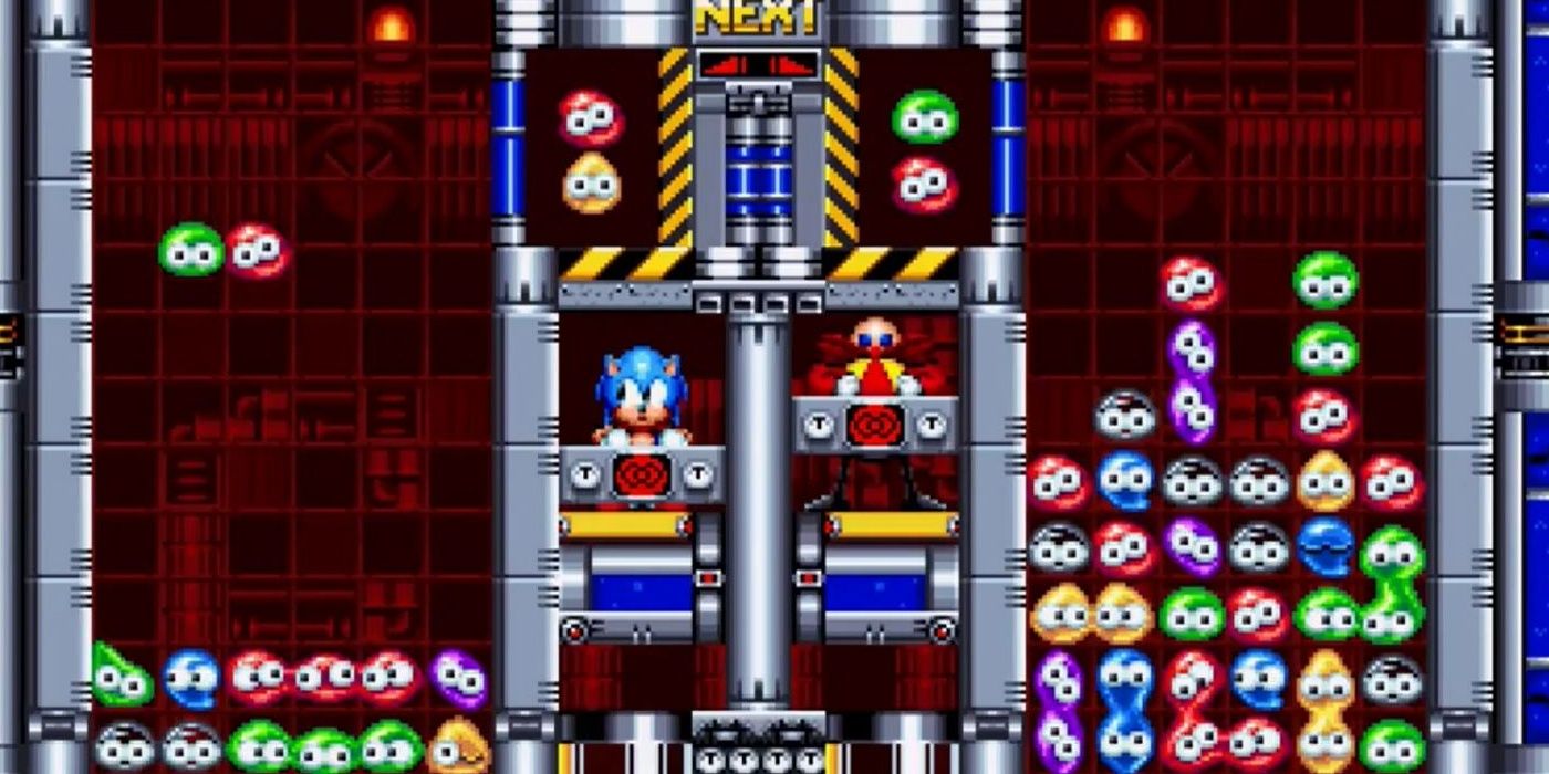 Sonic and Eggman battle in the Mean Bean Machine in Sonic Mania