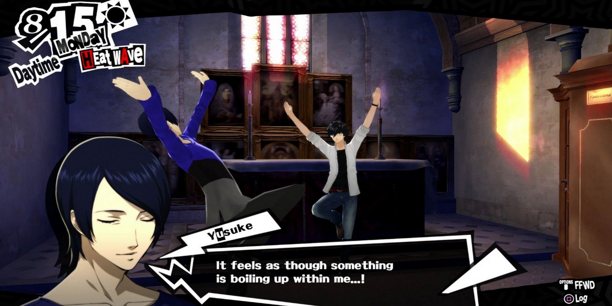 persona 5 royal yusuke kitagawa joker church posing jesus crucifixion confidant rank