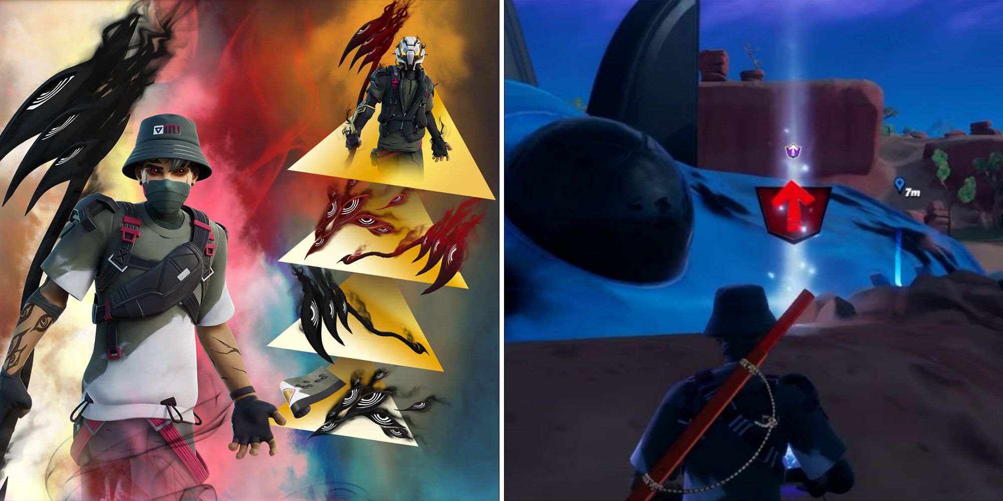 split image of the phantasm skin and player completing the phantasm's level up quest