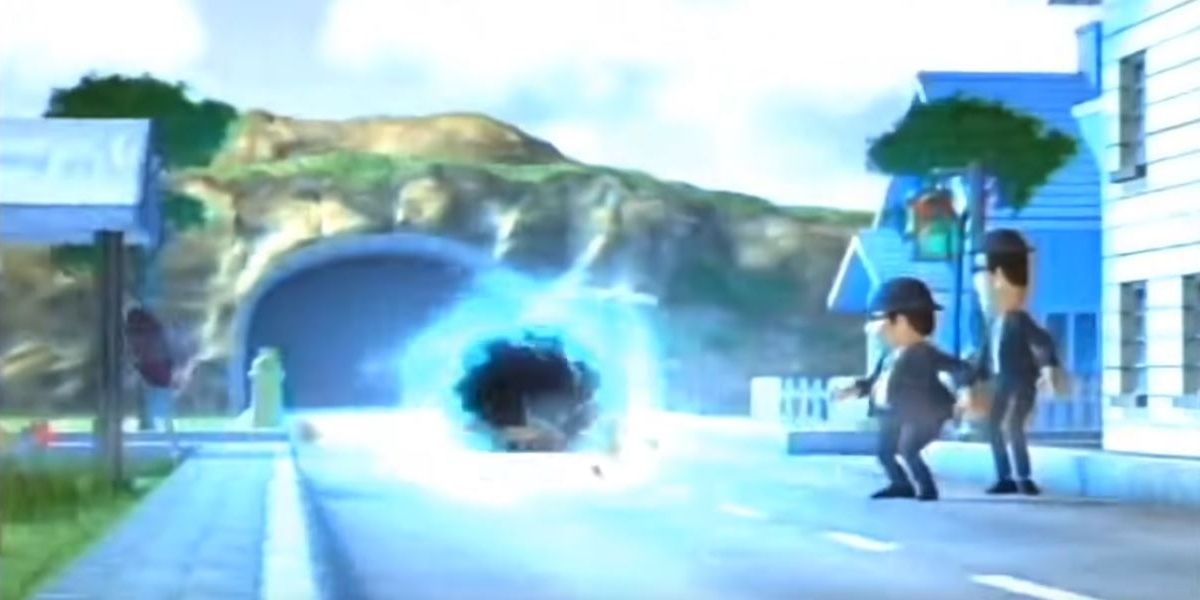 Ness teleporting into Onett in Super Smash Bros. Melee