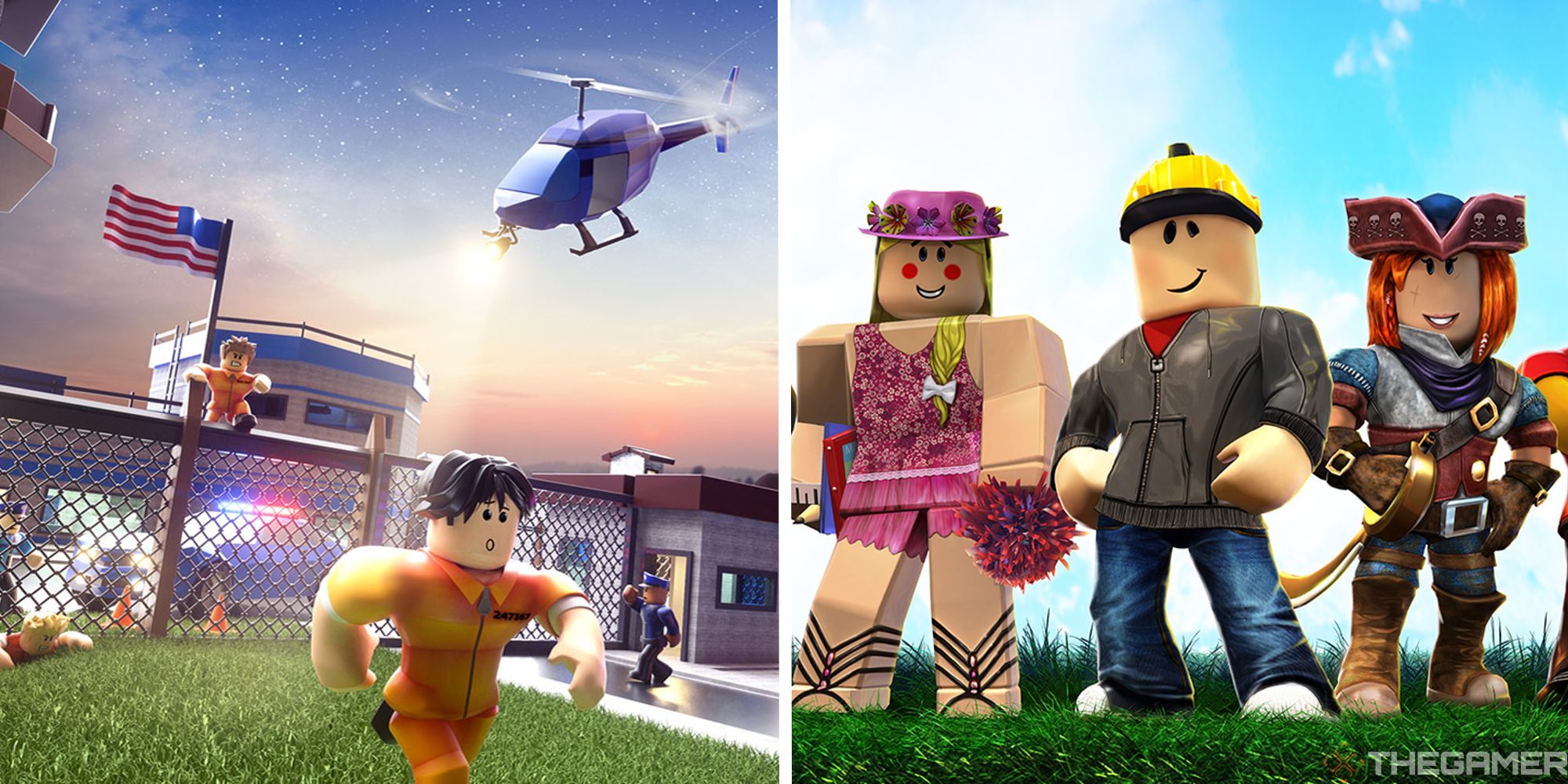 split image with promotional art from roblox games