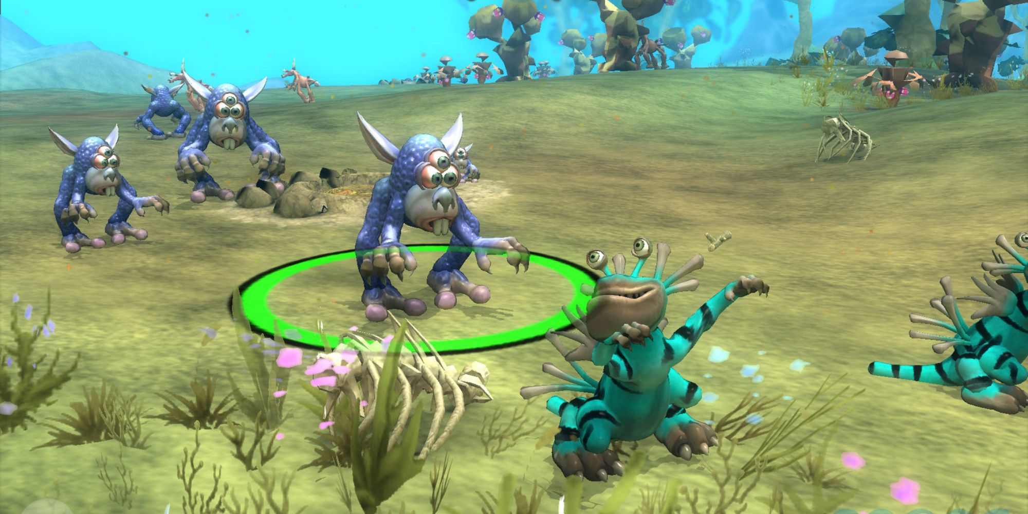 Creatures dancing with each other in the wild in Spore.