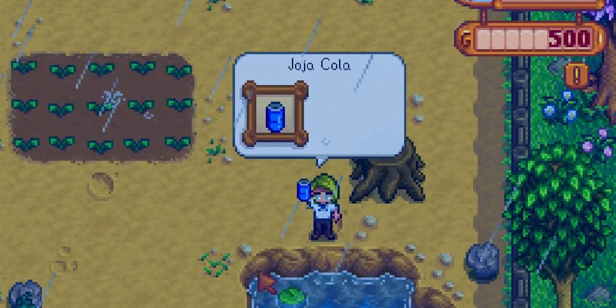 player fishing joja cola from pond