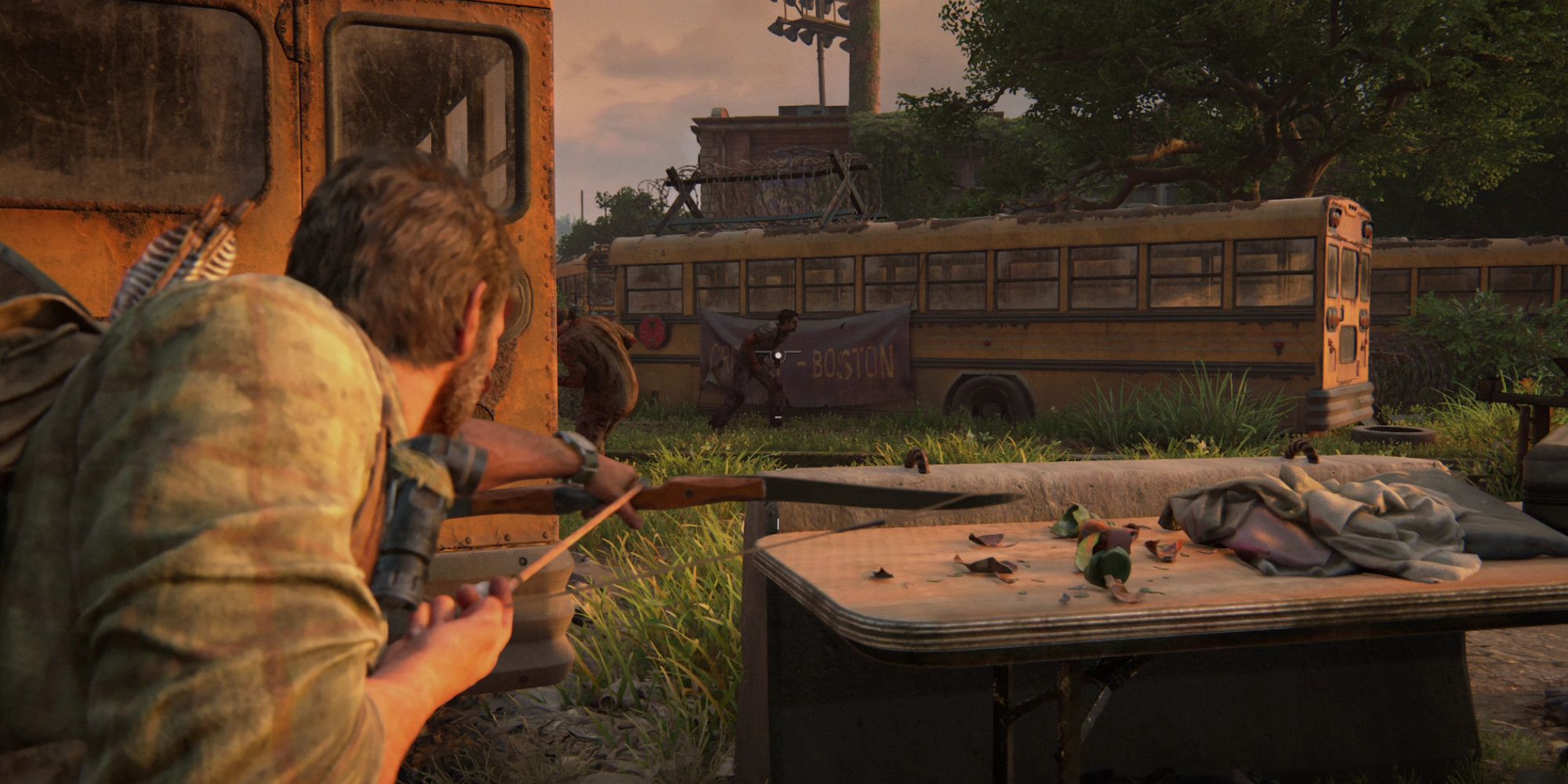 the last of us part one gameplay joel shooting a zombie