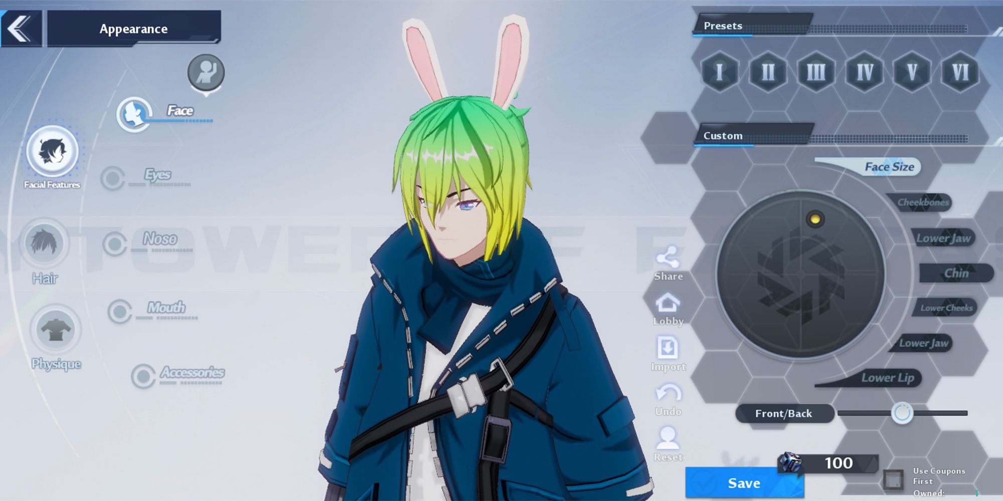 avatar appearance change settings menu