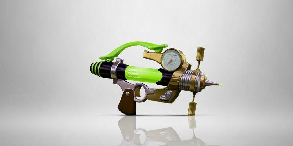 Promotional image of the Splash-o-matic shooter weapon from splatoon