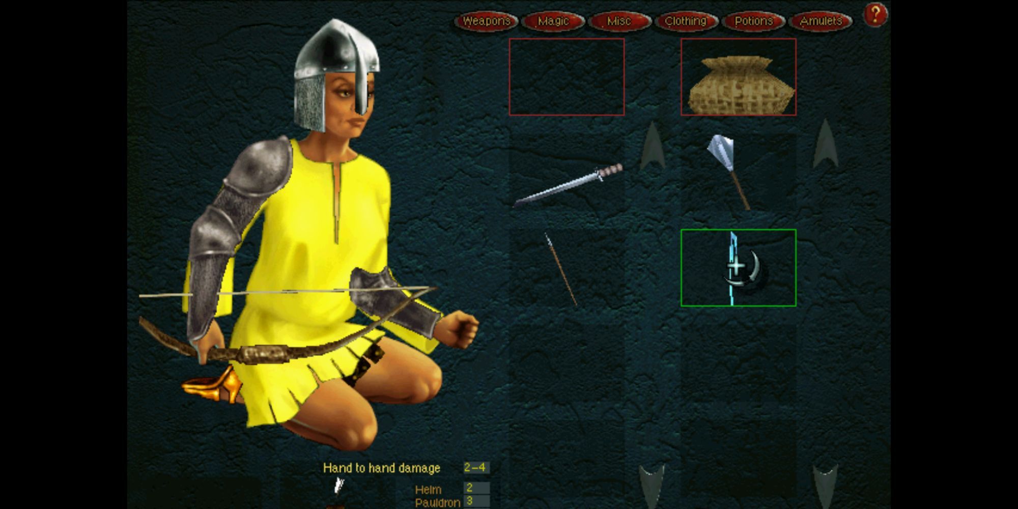 inventory screen with female character in gear