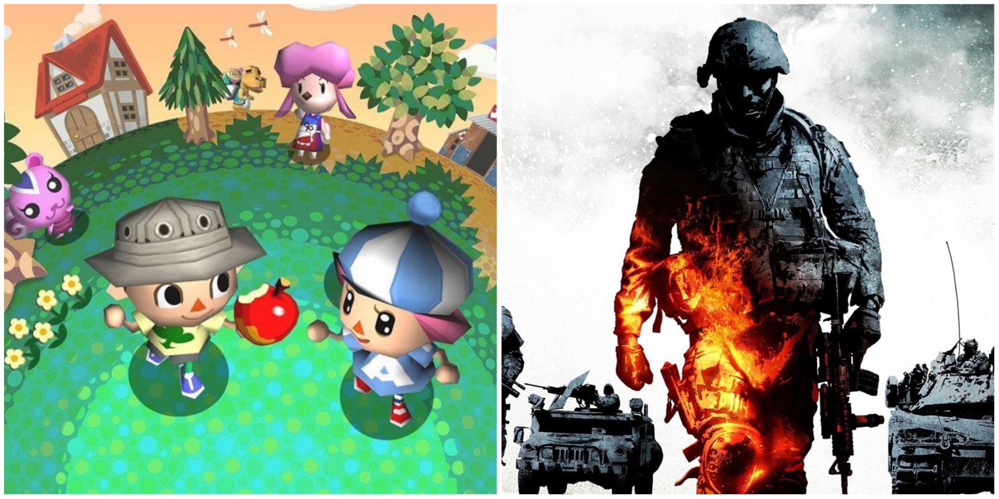 Animal Crossing And Battlefield Bad Company Split Image