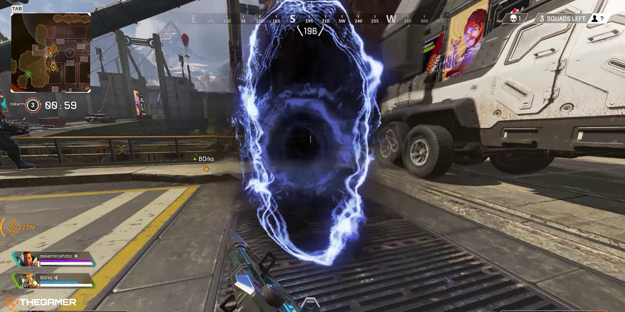 Wraith Portal sits outside in Kings Canyon in Apex Legends