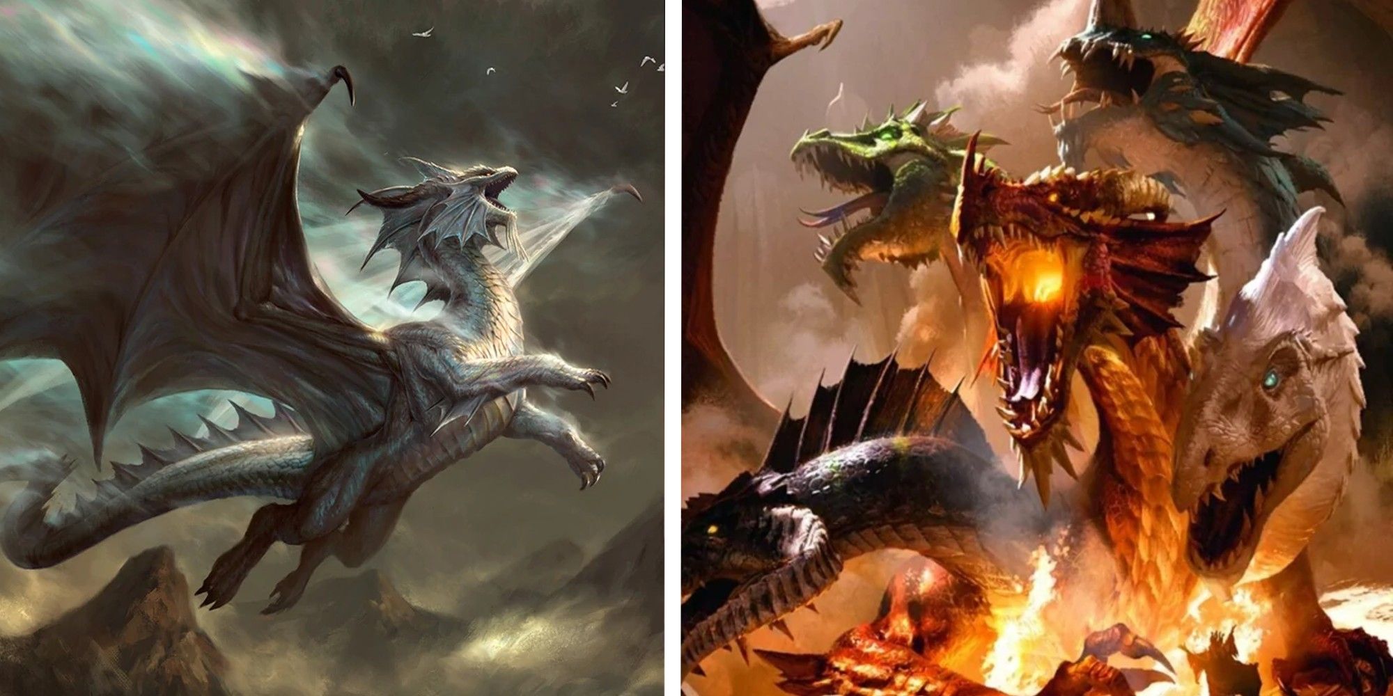 A collage of iconic dragon gods from Dungeons & Dragons.