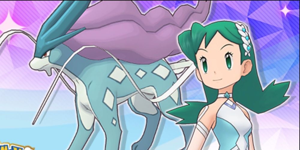 Pokemon Masters EX Best Supports SS Kris & Suicune looking graceful in blue.