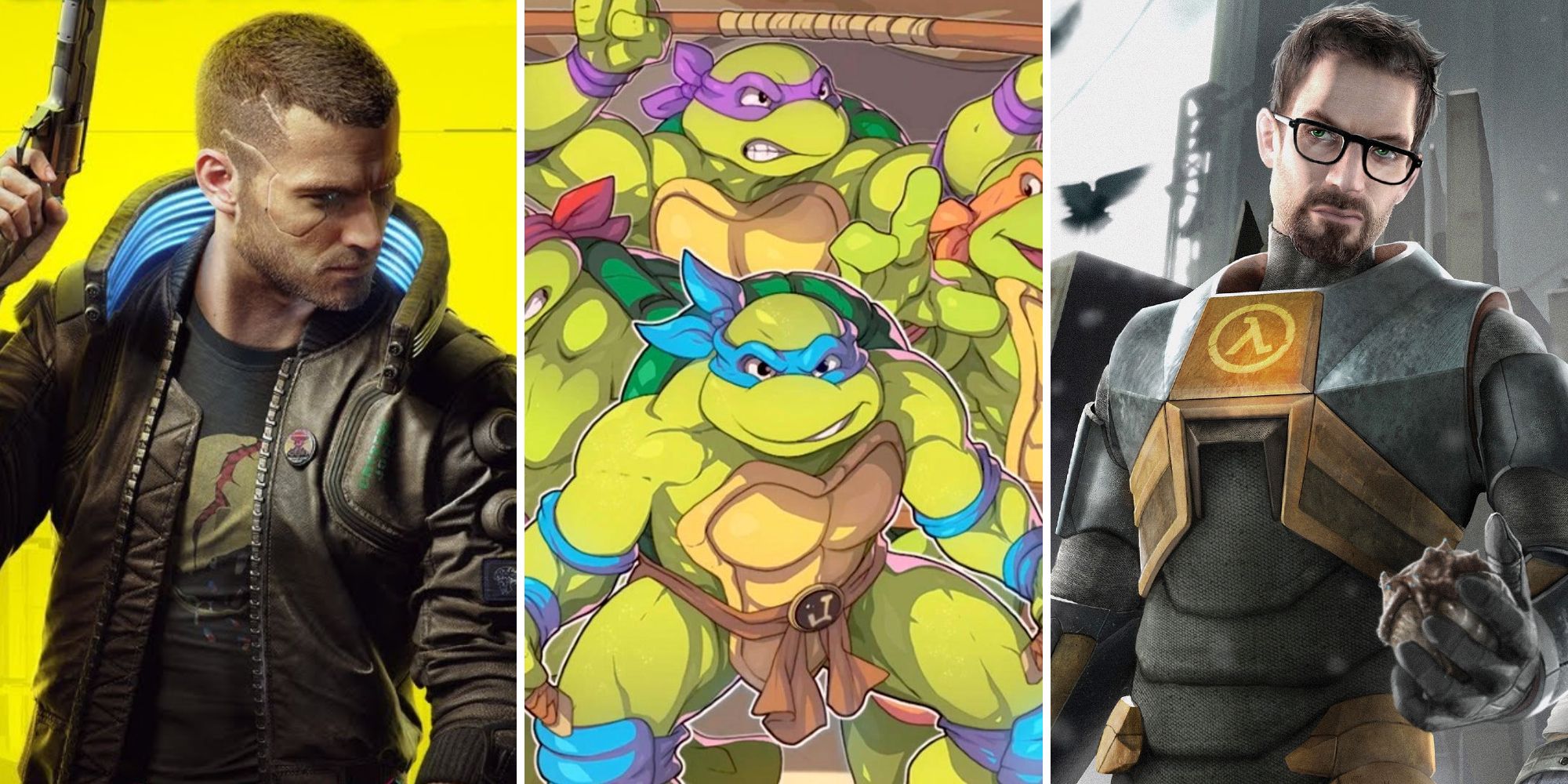 V from Cyberpunk, the Ninja Turtles, and Gordon Freeman