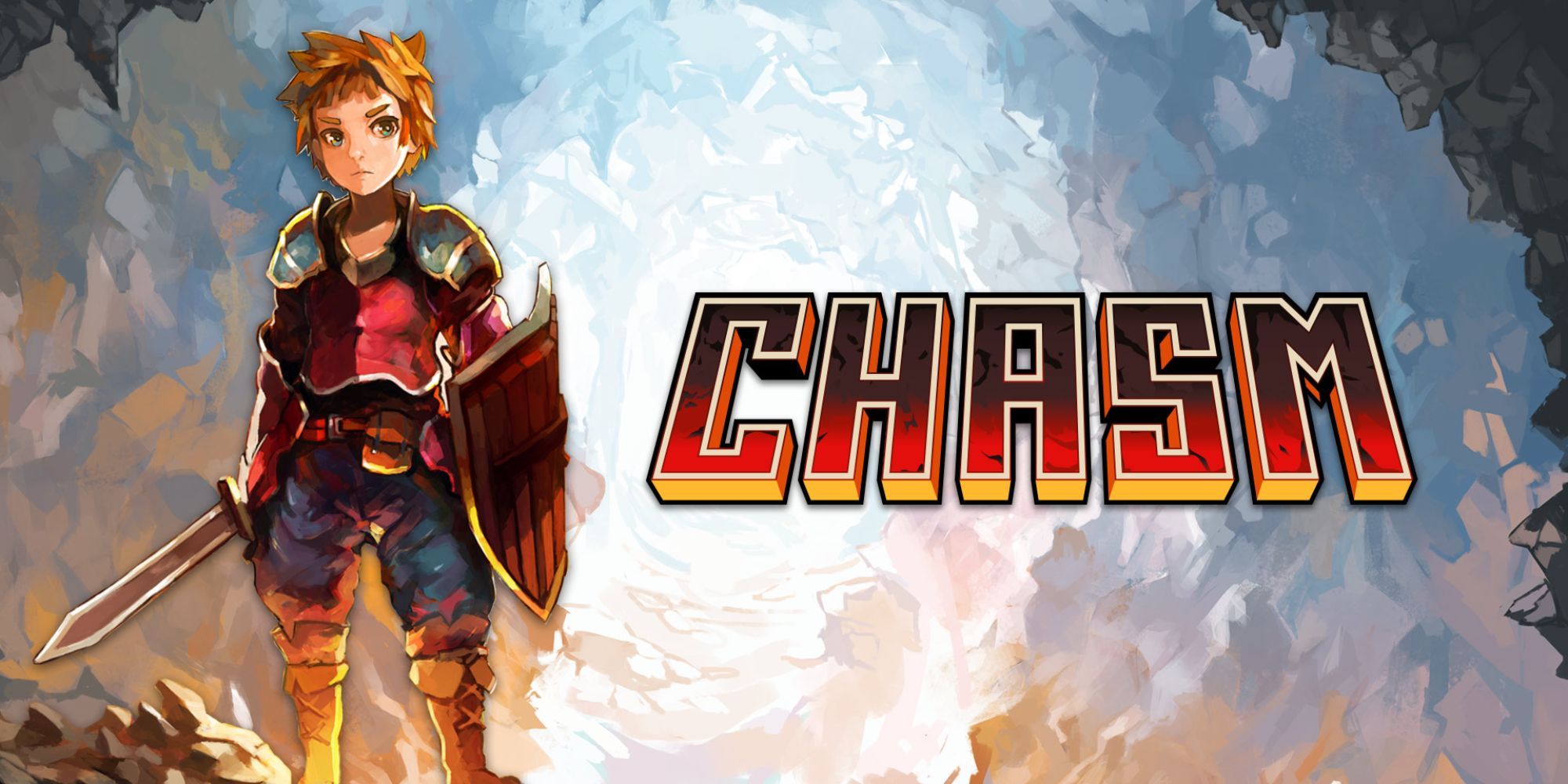 Chasm Title With Knight Stood Armed