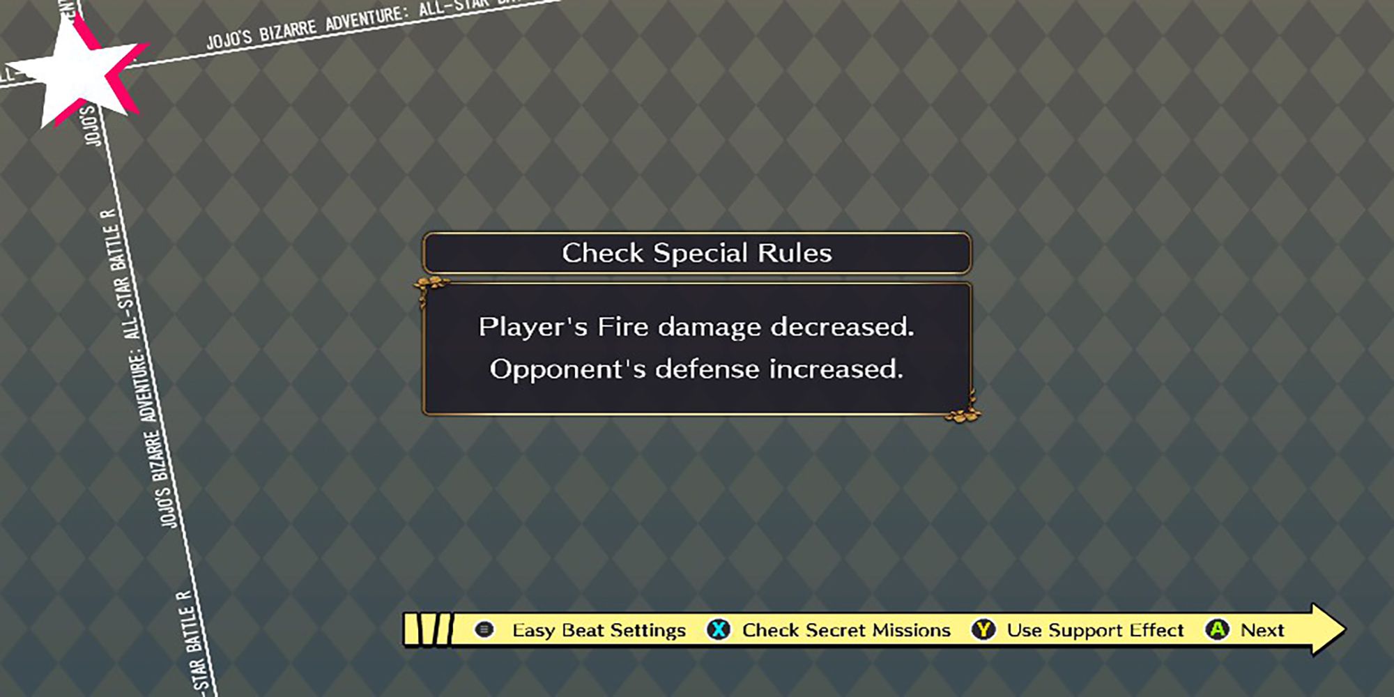Special rules are always reviewed before the beginning of a match in Jojo's Bizarre Adventure: ASBR.