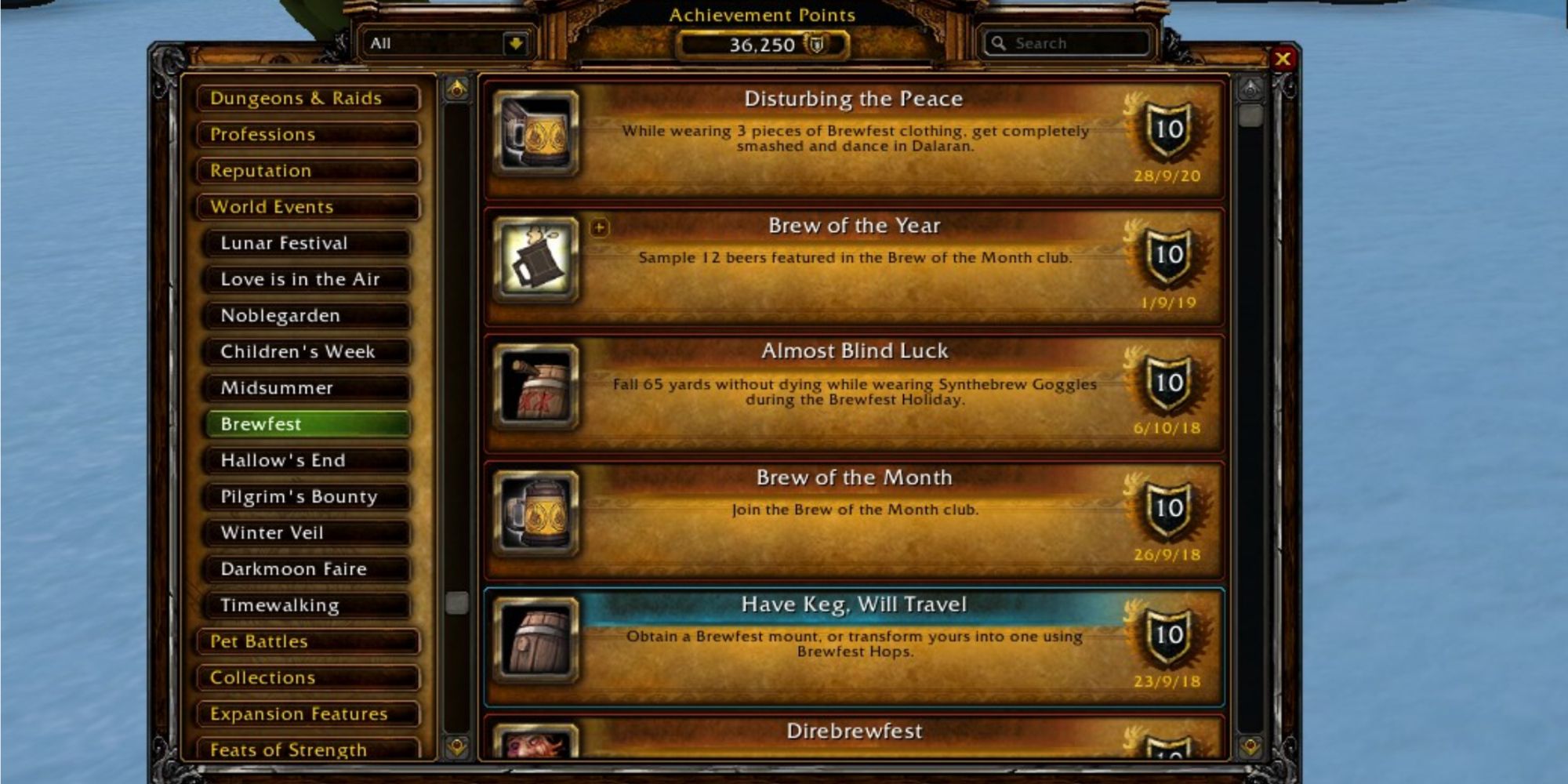 World of Warcraft Brewfest Achievements
