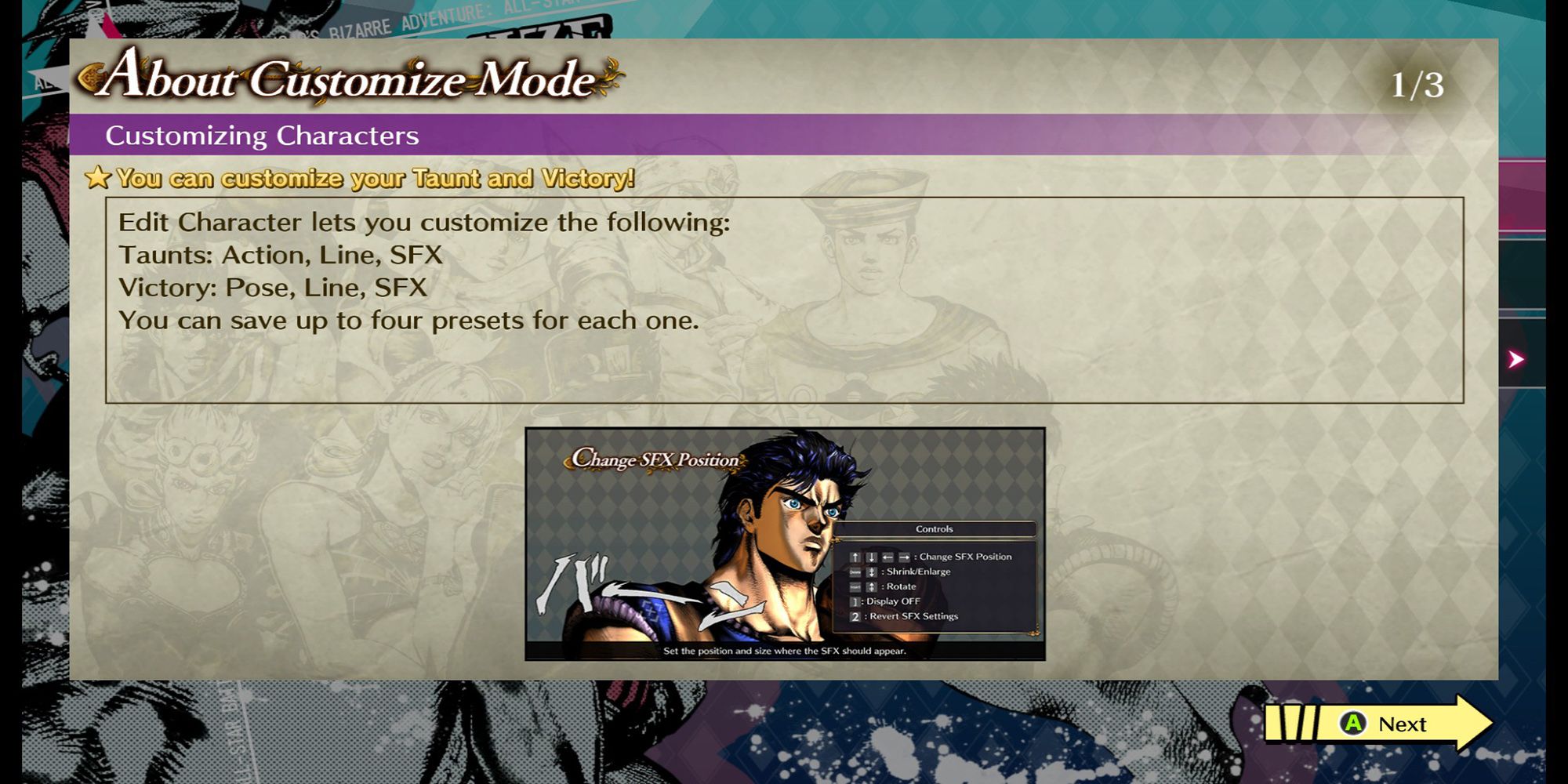This tutorial explains how to change your character in customize mode in Jojo's Bizarre Adventure ASBR.