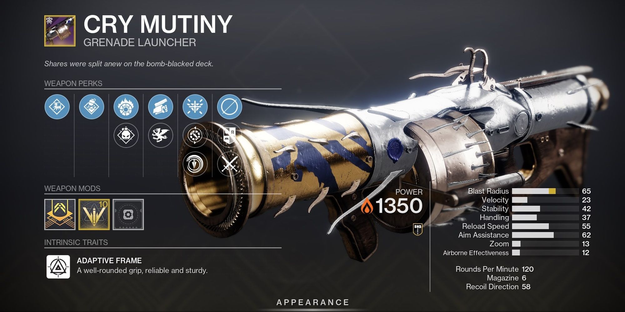 Destiny 2 Cry Mutiny Perks