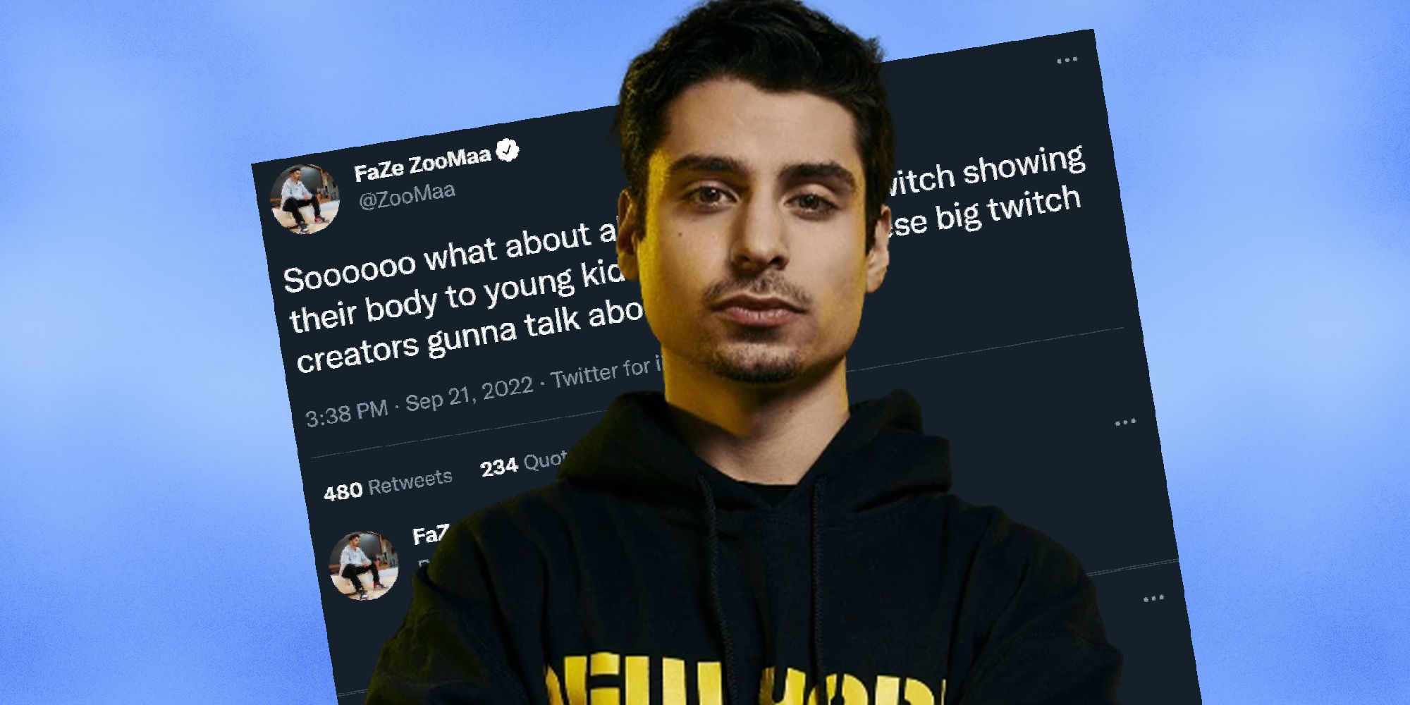 Faze Zooma in front of his sexist tweet