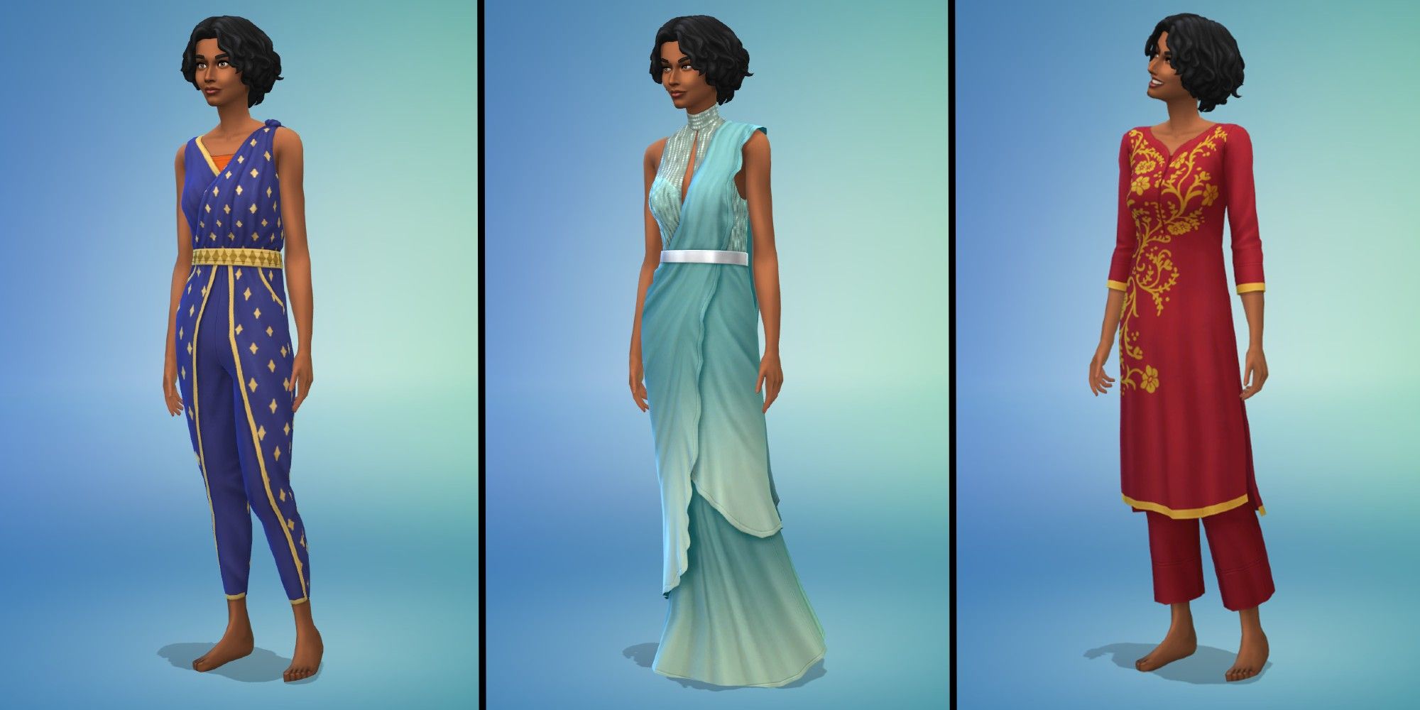 Sims 4: Fashion Steet Kit, Feminine Bottoms with default swatches, in the CAS Screen