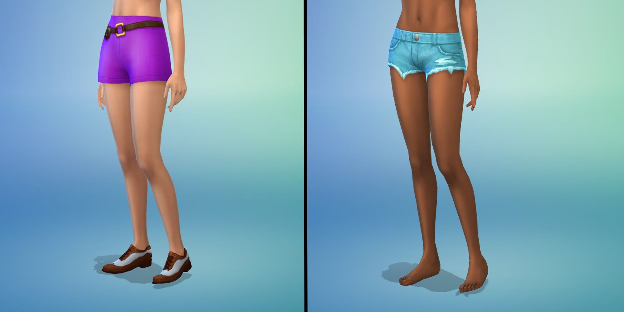 The Sims 4: Carnival Streetwear Kit, Feminine Bottoms, shorts with default swatches in the CAS Screen