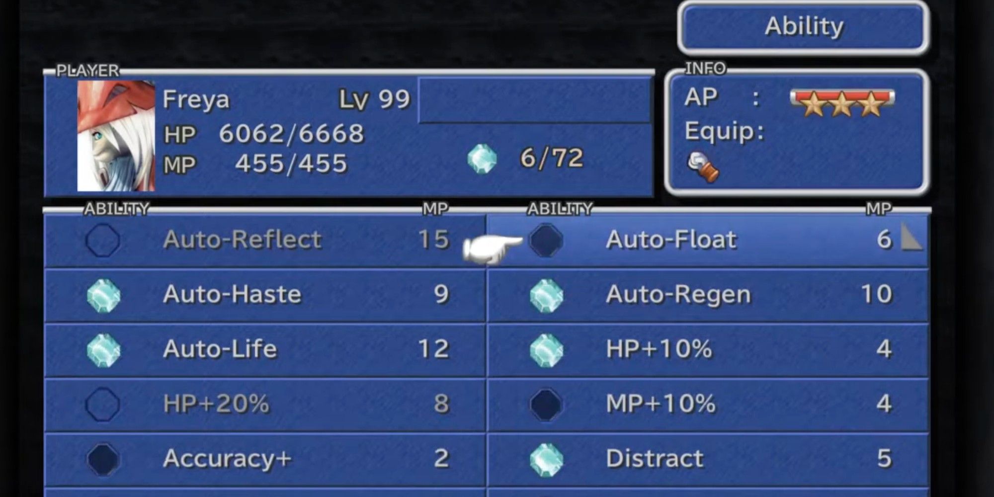 Final Fantasy 9 skill system menu